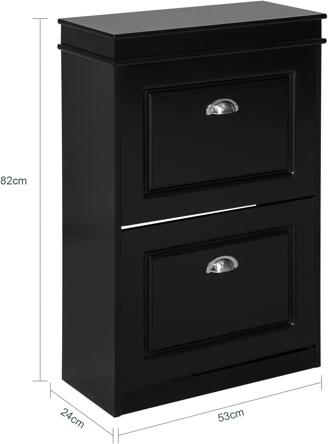 SoBuy FSR78-SCH,2 Drawers Shoe Cabinet Shoe Rack Shoe Storage Cupboard Organizer Unit,Black