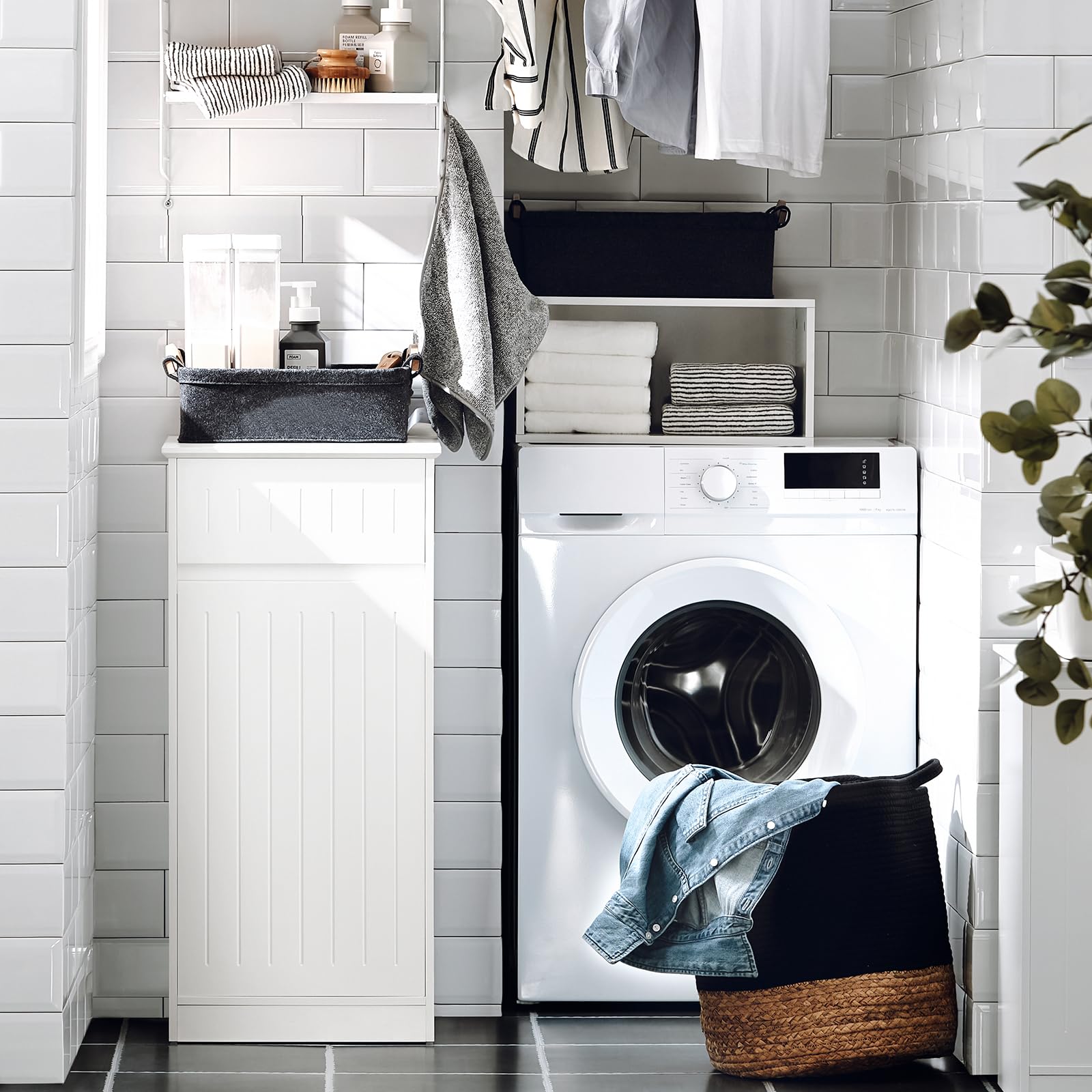 SoBuy BZR110-W, Laundry Cabinet Laundry Chest Bathroom Storage Cabinet