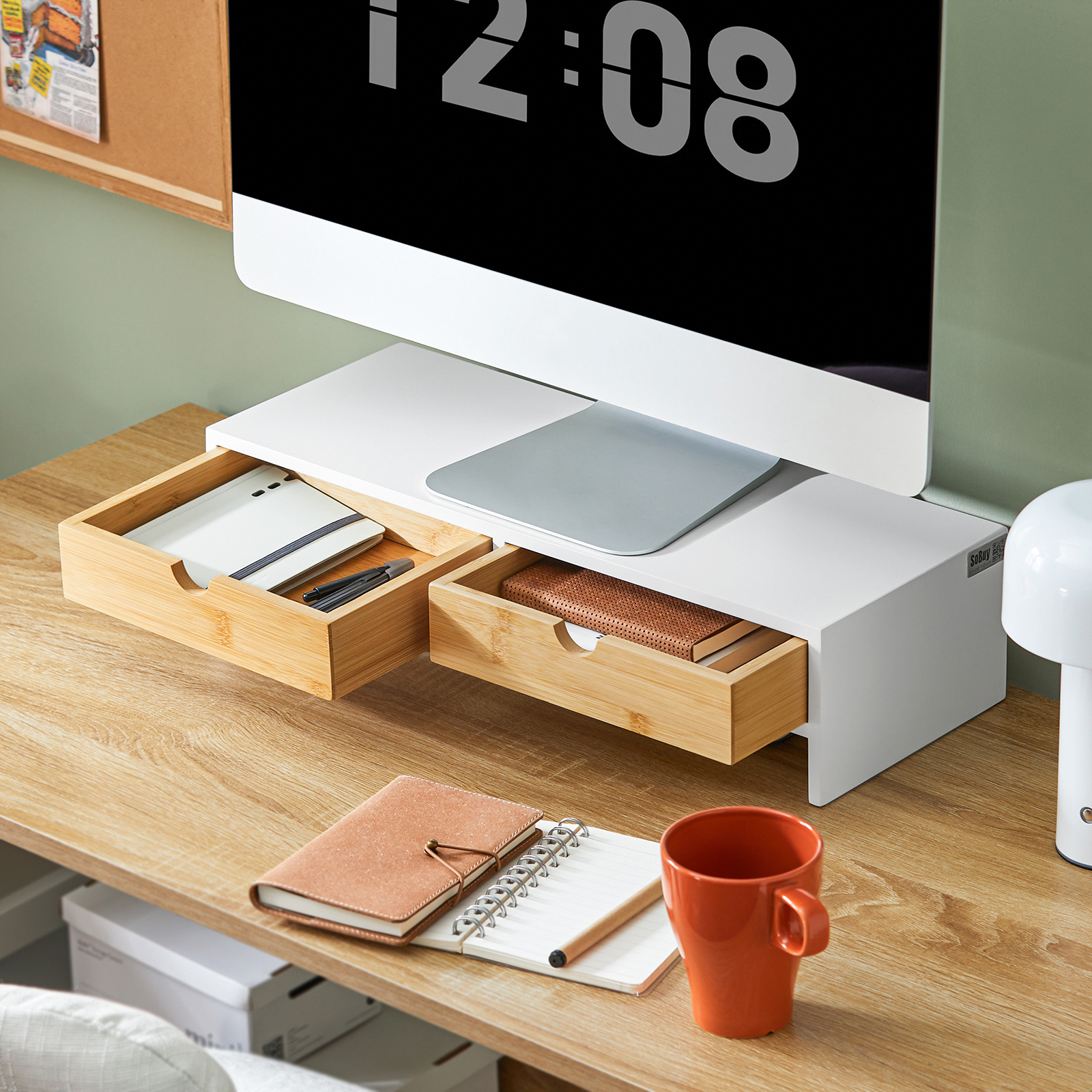 SoBuy Monitor Stand Computer Screen Monitor Riser Desk Organizer BBF02-WN
