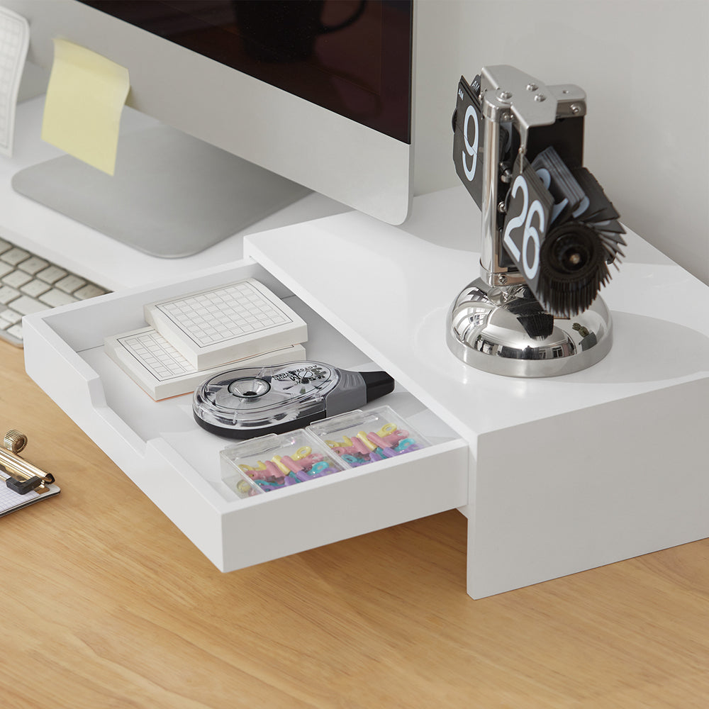 SoBuy BBF04-W, Computer Screen Monitor Stand Monitor Riser Desk Organizer with 2 Drawers for 2 Monitors,Width Adjustable