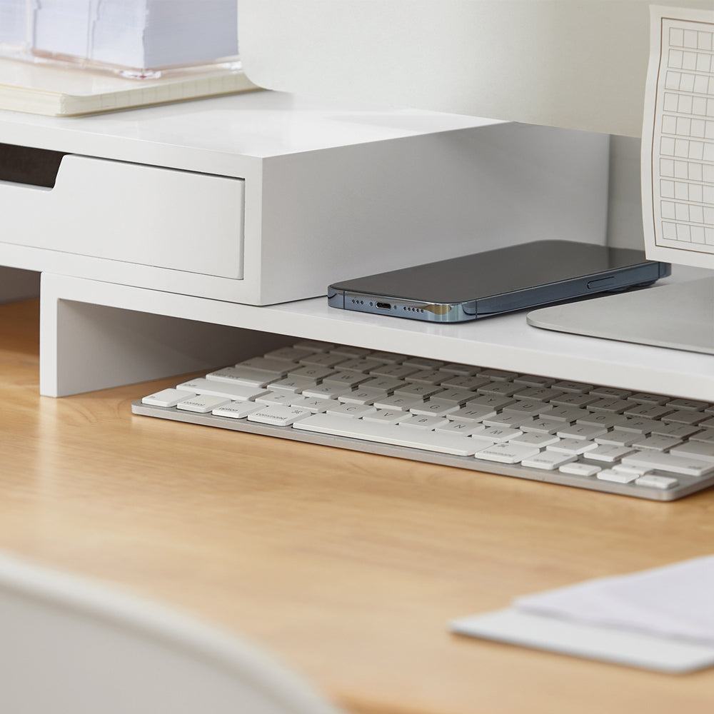 SoBuy BBF04-W, Computer Screen Monitor Stand Monitor Riser Desk Organizer with 2 Drawers for 2 Monitors,Width Adjustable