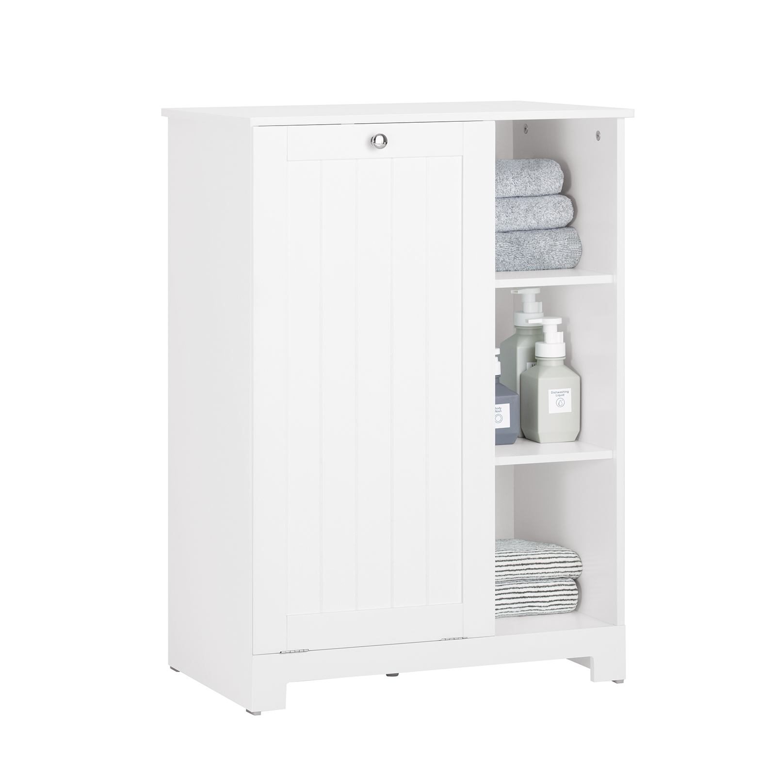 SoBuy BZR105-W Laundry Cabinet Chest Bathroom Storage Cabinet With Laundry Basket