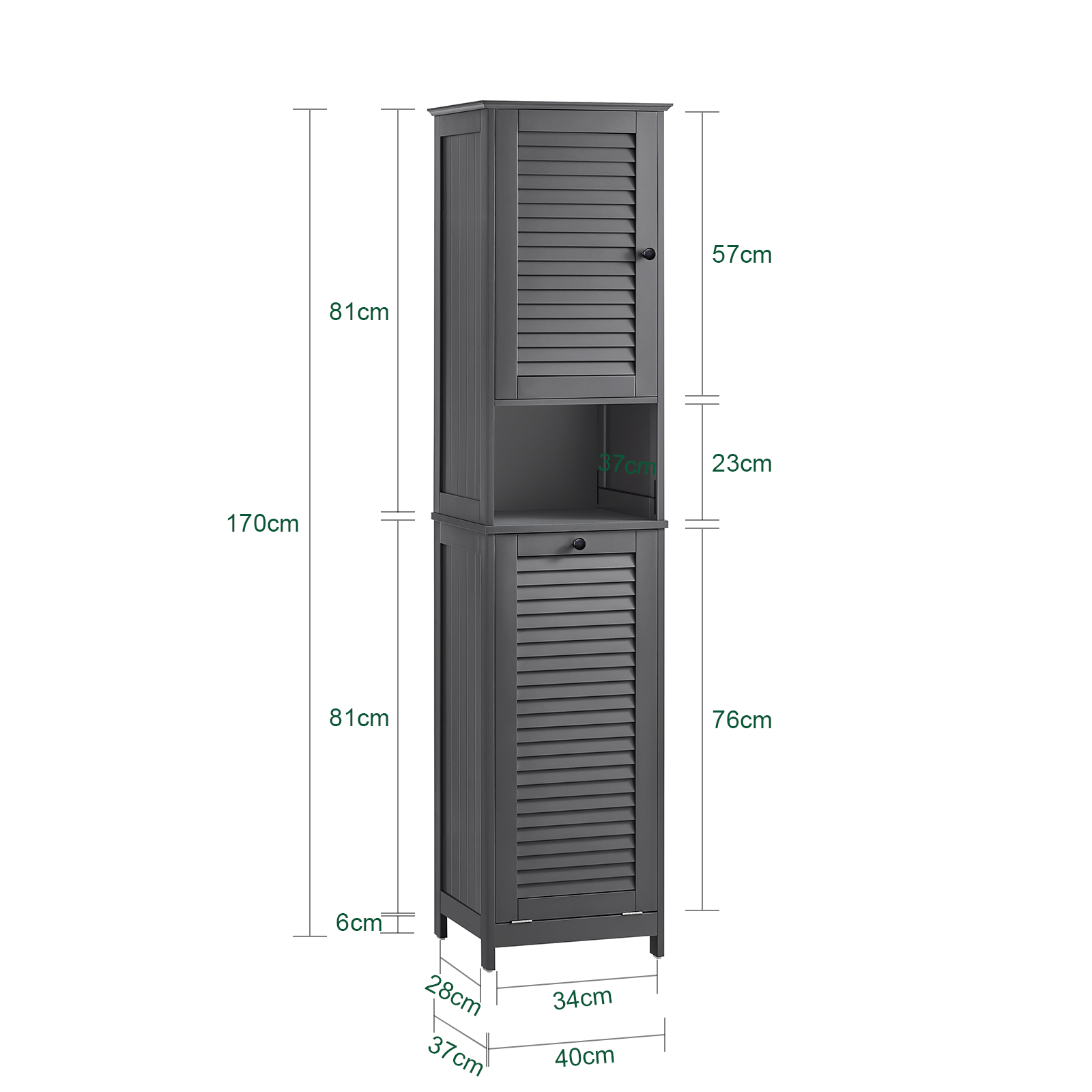 SoBuy BZR124-DG Bathroom Tall Cupboard Storage Cabinet with Laundry Basket Laundry Chest