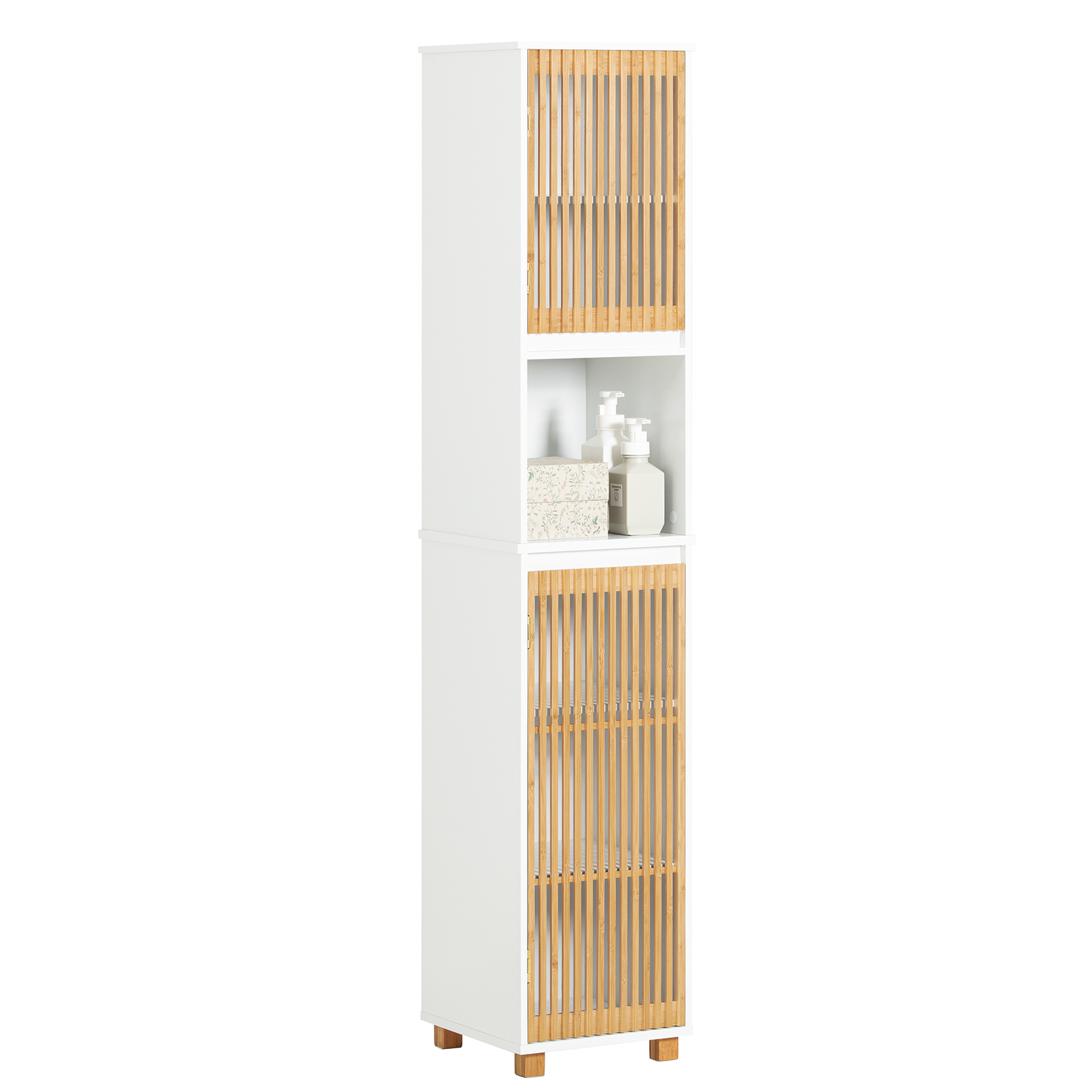 SoBuy Bathroom Tall Cabinet Tall Cupboard Bathroom Cabinet Storage Cabinet BZR127-W