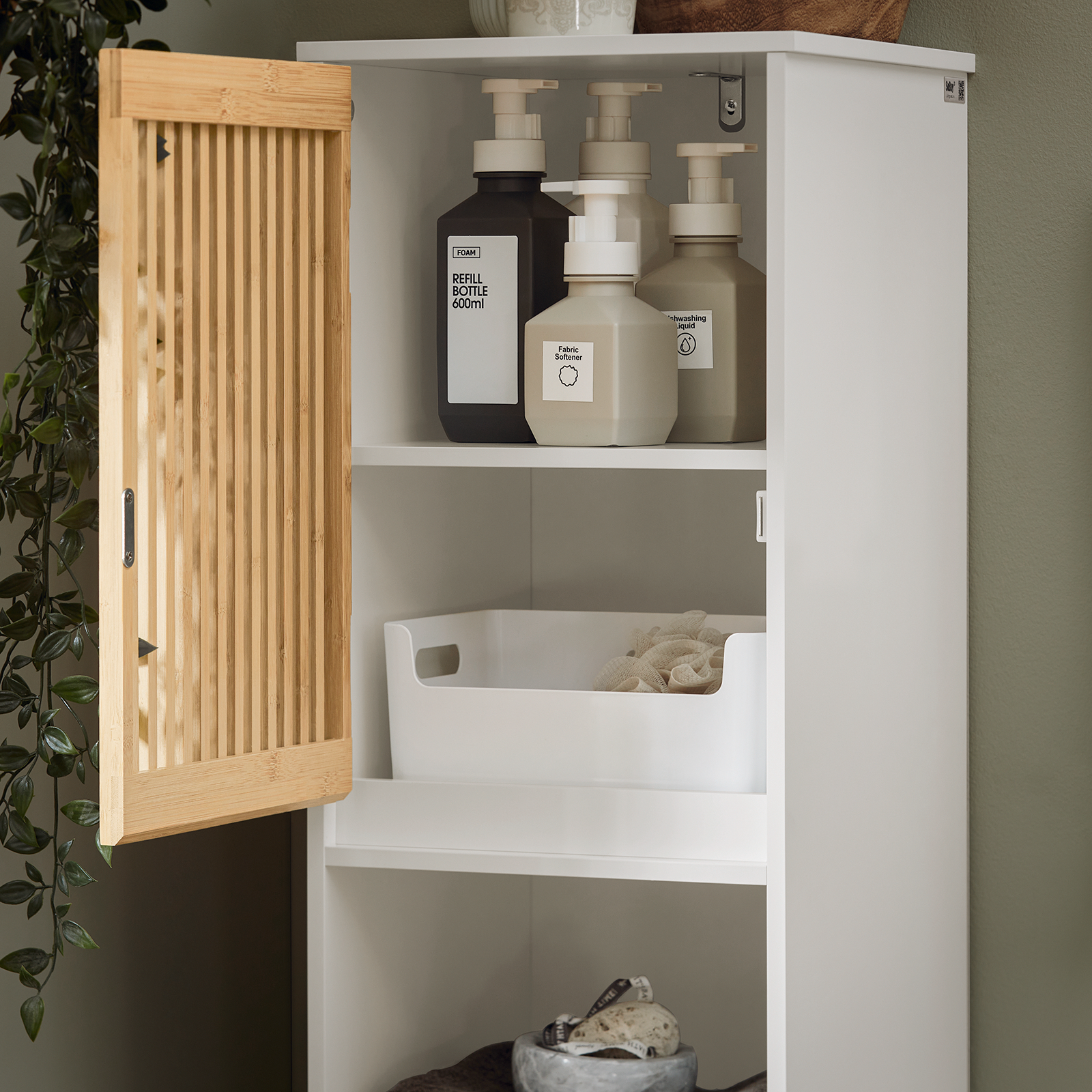 SoBuy Bathroom Tall Cabinet Tall Cupboard Bathroom Cabinet Storage Cabinet BZR127-W