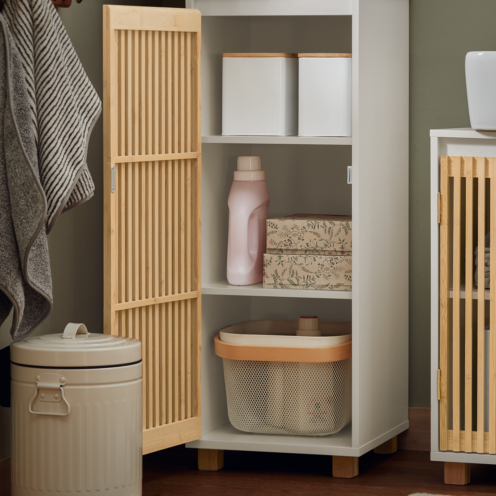 SoBuy Bathroom Tall Cabinet Tall Cupboard Bathroom Cabinet Storage Cabinet BZR127-W