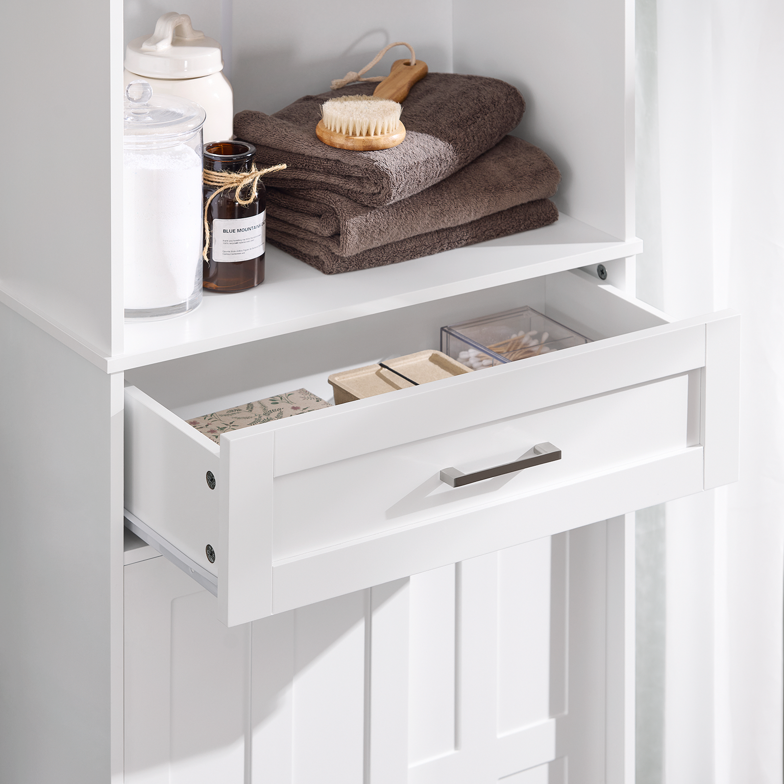 SoBuy BZR141-W Bathroom Tall Cabinet Tall Cupboard Bathroom Storage Cabinet