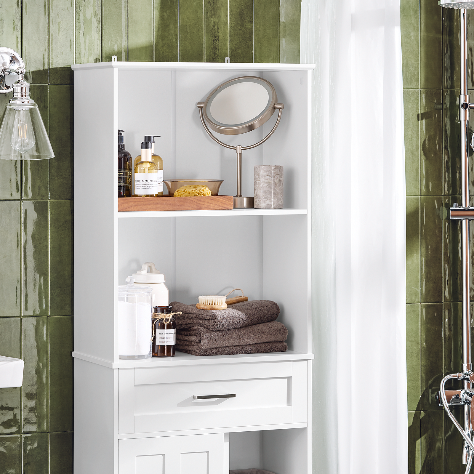 SoBuy BZR141-W Bathroom Tall Cabinet Tall Cupboard Bathroom Storage Cabinet