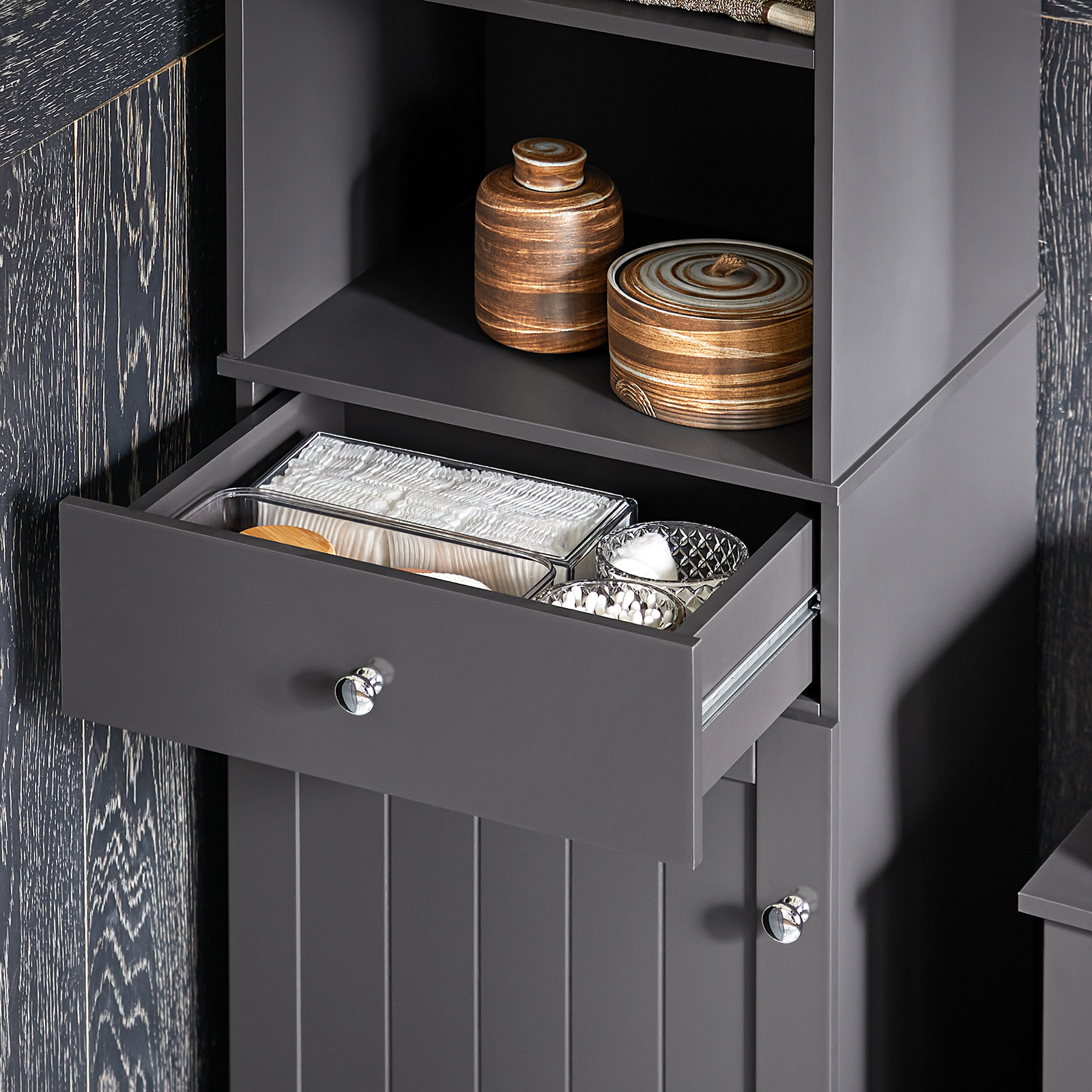 SoBuy BZR17-DG, Tall Bathroom Cabinet Bathroom Storage Cabinet with 3 Shelves 1 Drawer 1 Cabinet, 40x35x161cm