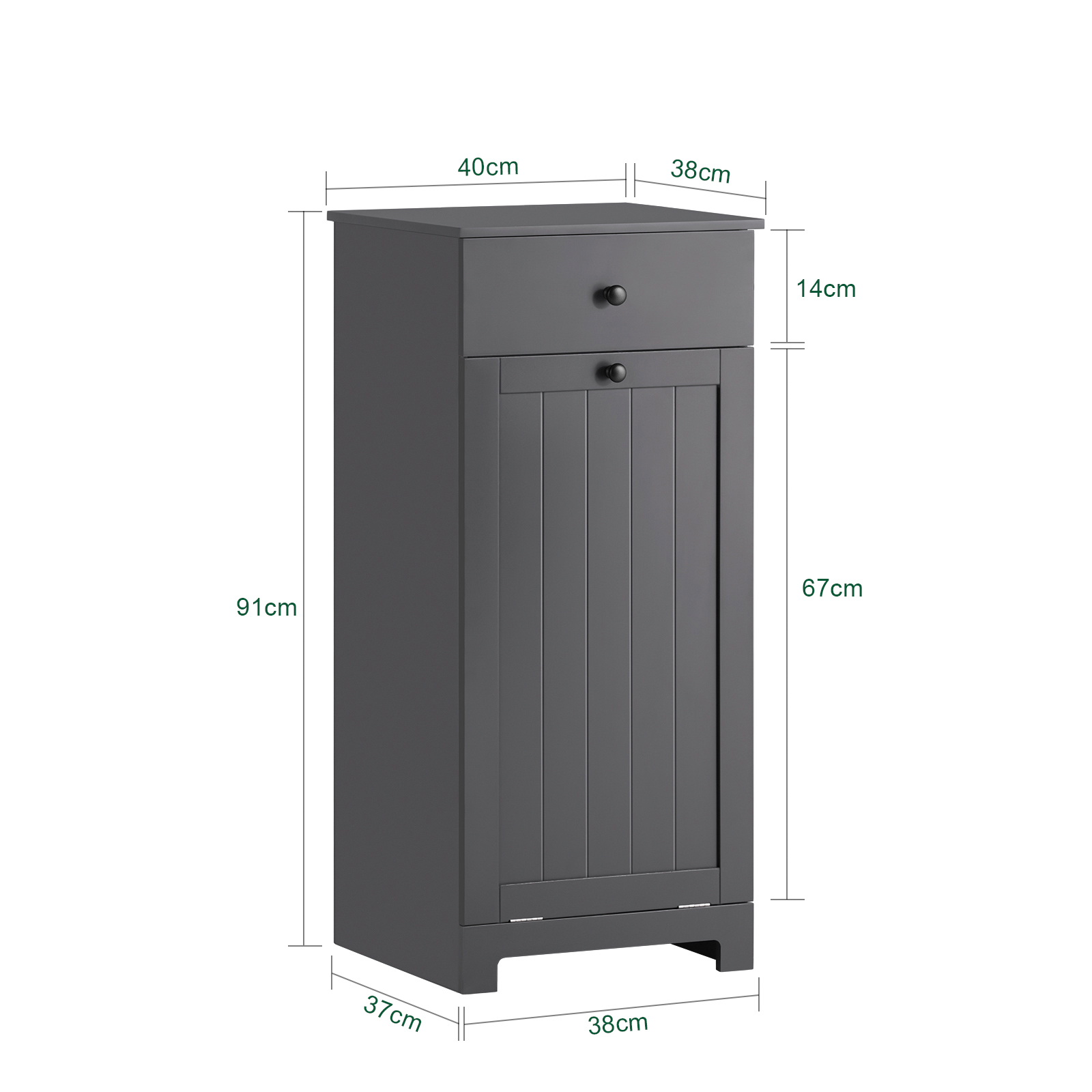 SoBuy BZR21-DG, Bathroom Laundry Basket Bathroom Storage Cabinet Unit with Drawer, 40x38x90cm