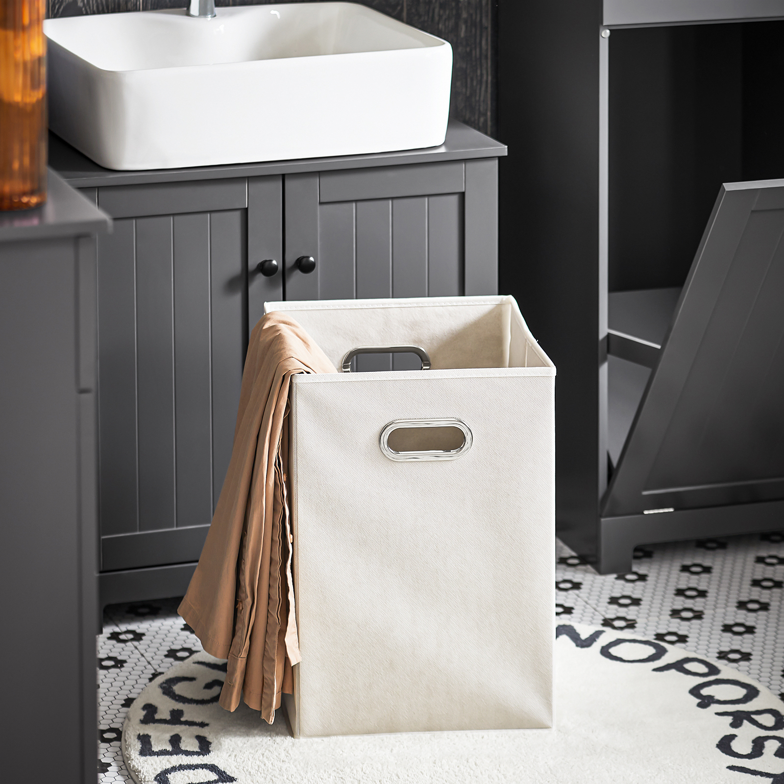SoBuy BZR21-DG, Bathroom Laundry Basket Bathroom Storage Cabinet Unit with Drawer, 40x38x90cm