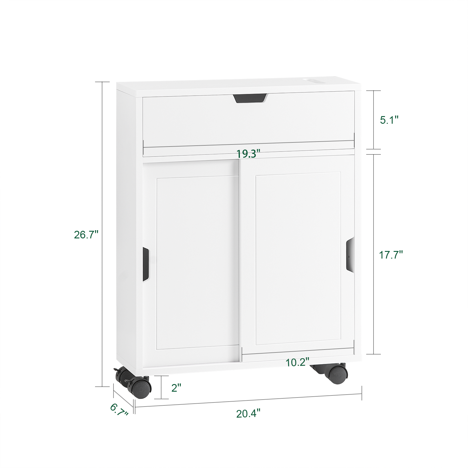 SoBuy Bathroom Cabinet Storage Shelf on Wheels Toilet Paper Cabinet BZR31-W