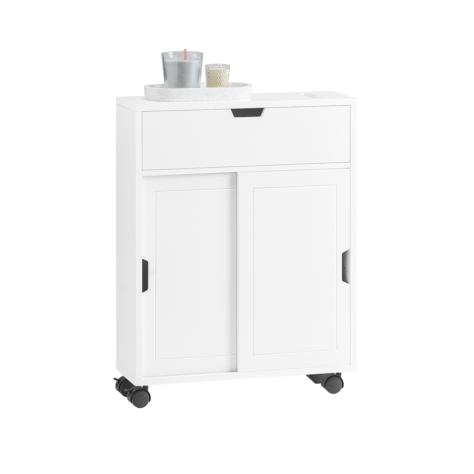 SoBuy Bathroom Cabinet Storage Shelf on Wheels Toilet Paper Cabinet BZR31-W