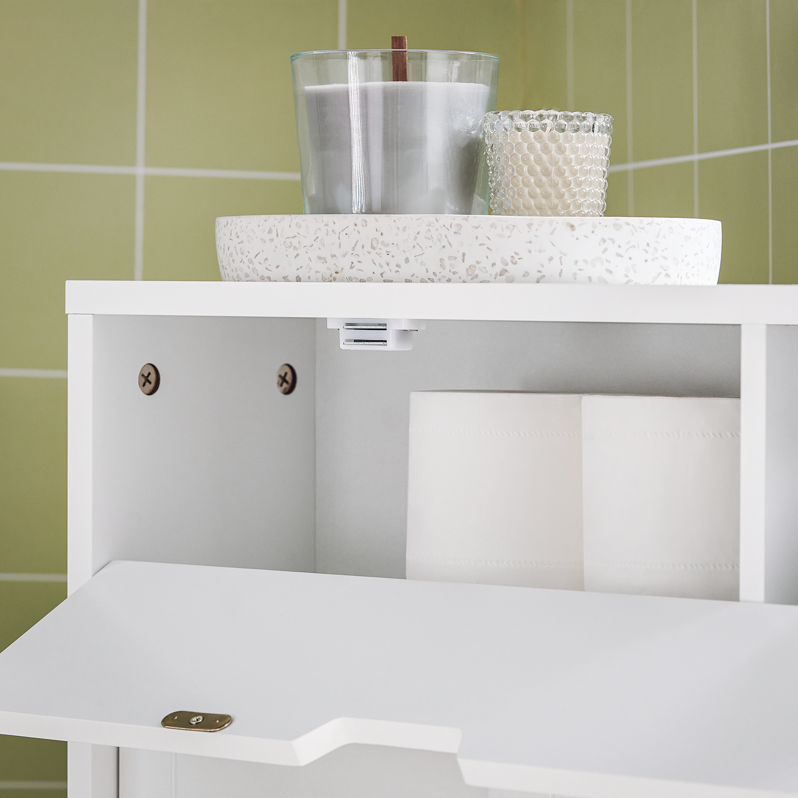 SoBuy Bathroom Cabinet Storage Shelf on Wheels Toilet Paper Cabinet BZR31-W