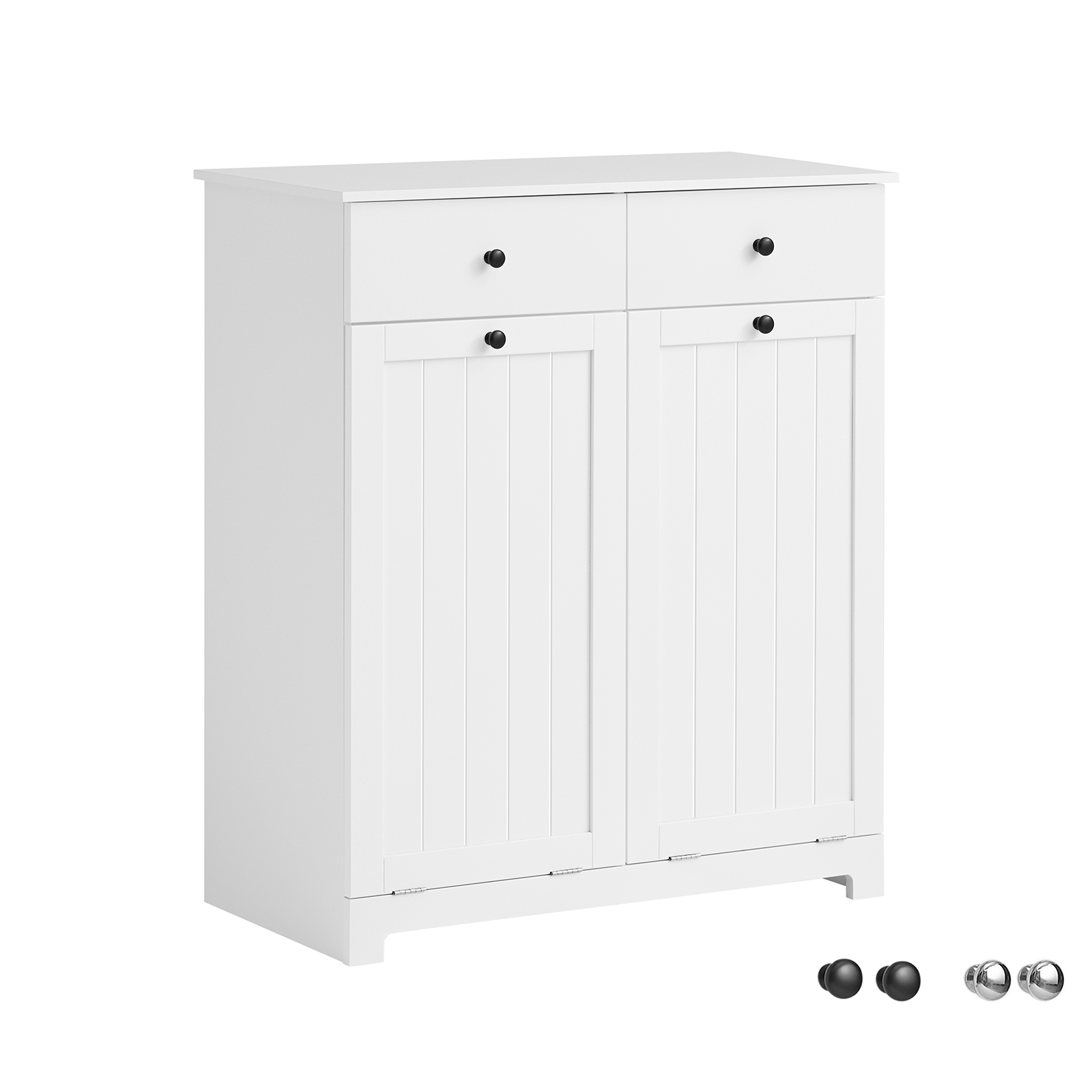 SoBuy Bathroom Laundry Cabinet 2 Drawers 2 Doors Laundry Chest with 2 Removable Laundry Baskets BZR33-W