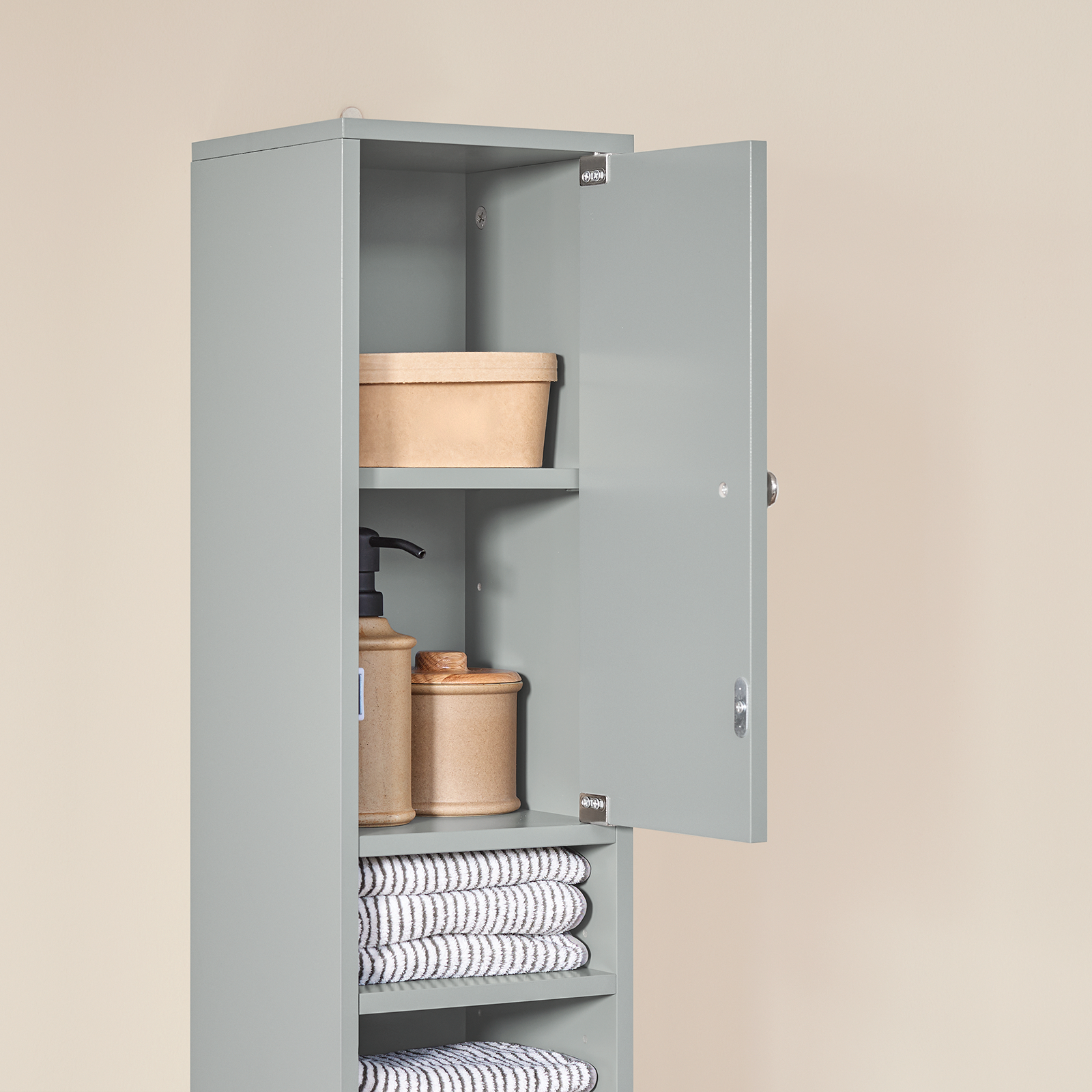 SoBuy BZR34-HG, Grey Bathroom Cabinet Bathroom Shelf Bathroom Tall Cabinet Cupboard, 20x20x180cm