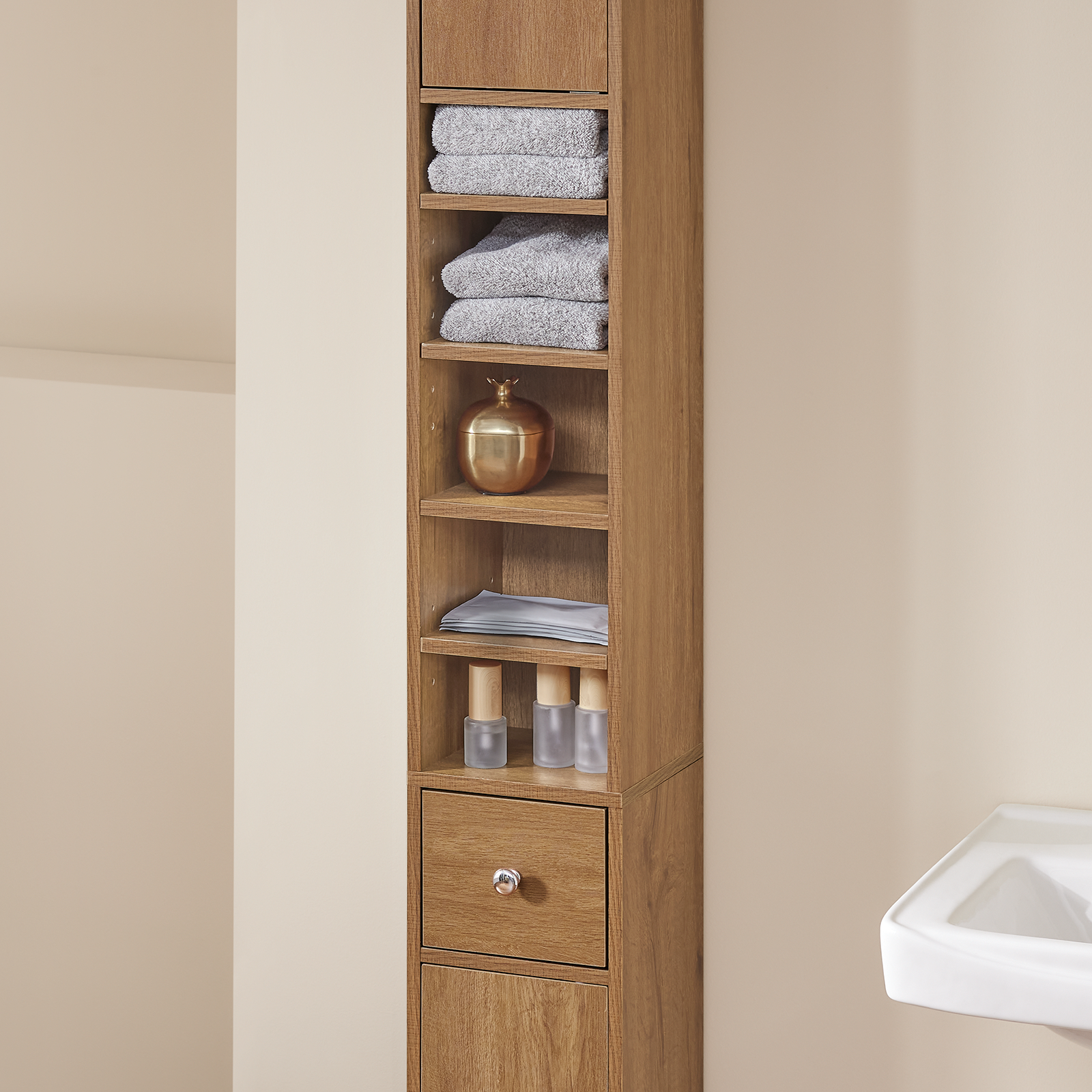 SoBuy BZR34-PF, Bathroom Tall Cabinet Cupboard Bathroom Cabinet Storage Cabinet