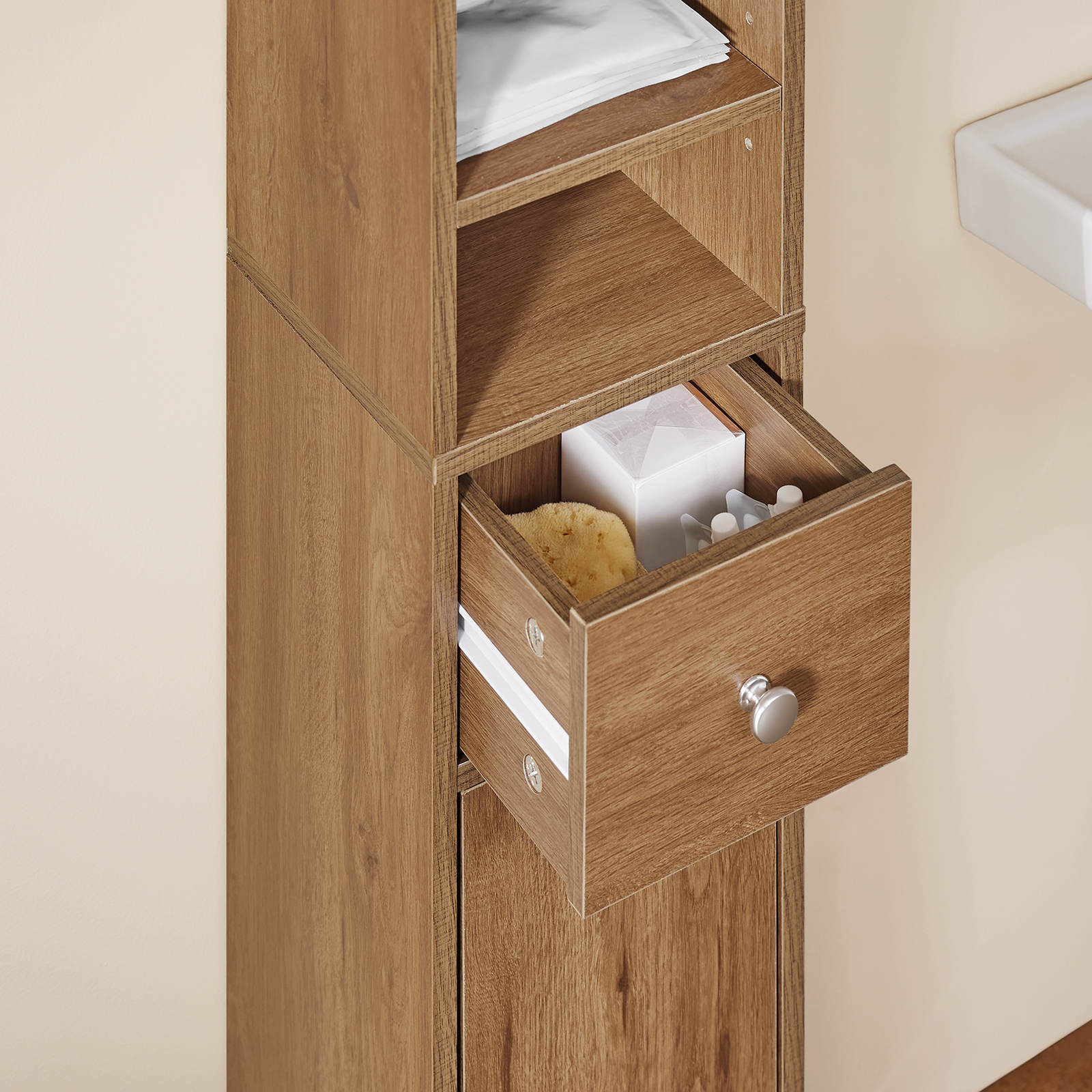 SoBuy BZR34-PF, Bathroom Tall Cabinet Cupboard Bathroom Cabinet Storage Cabinet