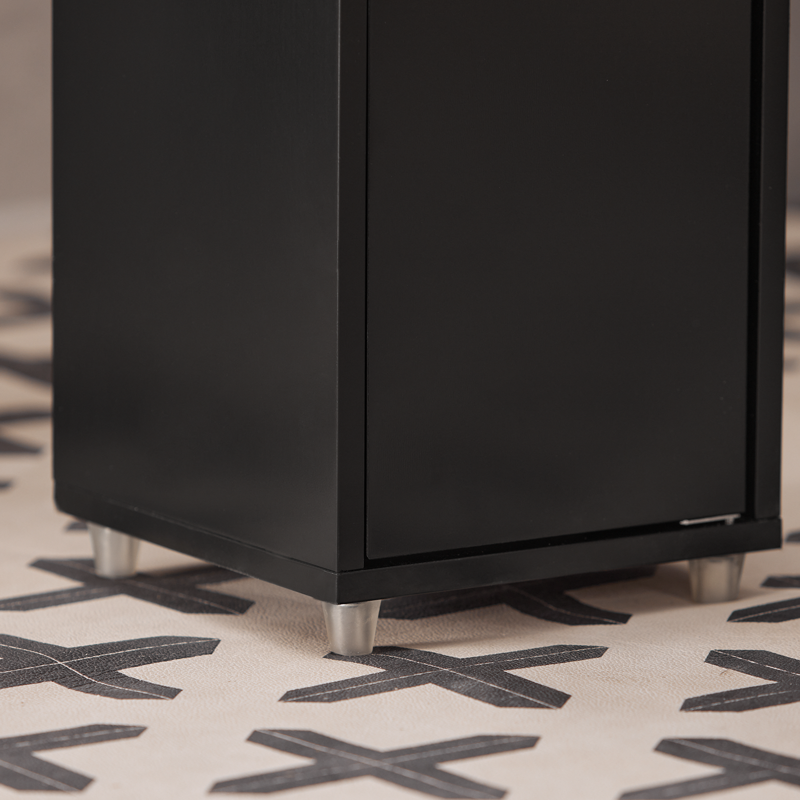 SoBuy BZR34-SCH, Black Bathroom Cabinet Bathroom Shelf Bathroom Tall Cabinet Cupboard, 20x20x180cm