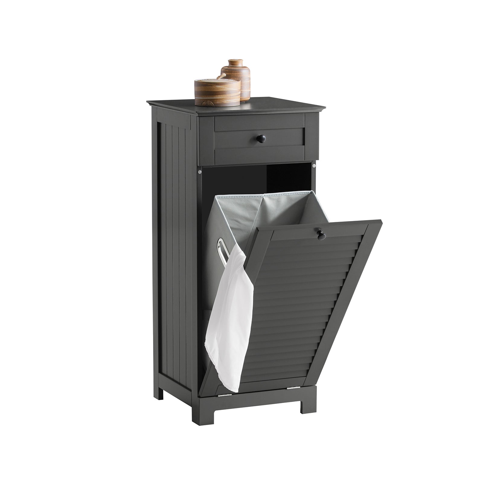 SoBuy BZR73-DG Bathroom Laundry Basket Laundry Cabinet Bathroom Storage Cabinet