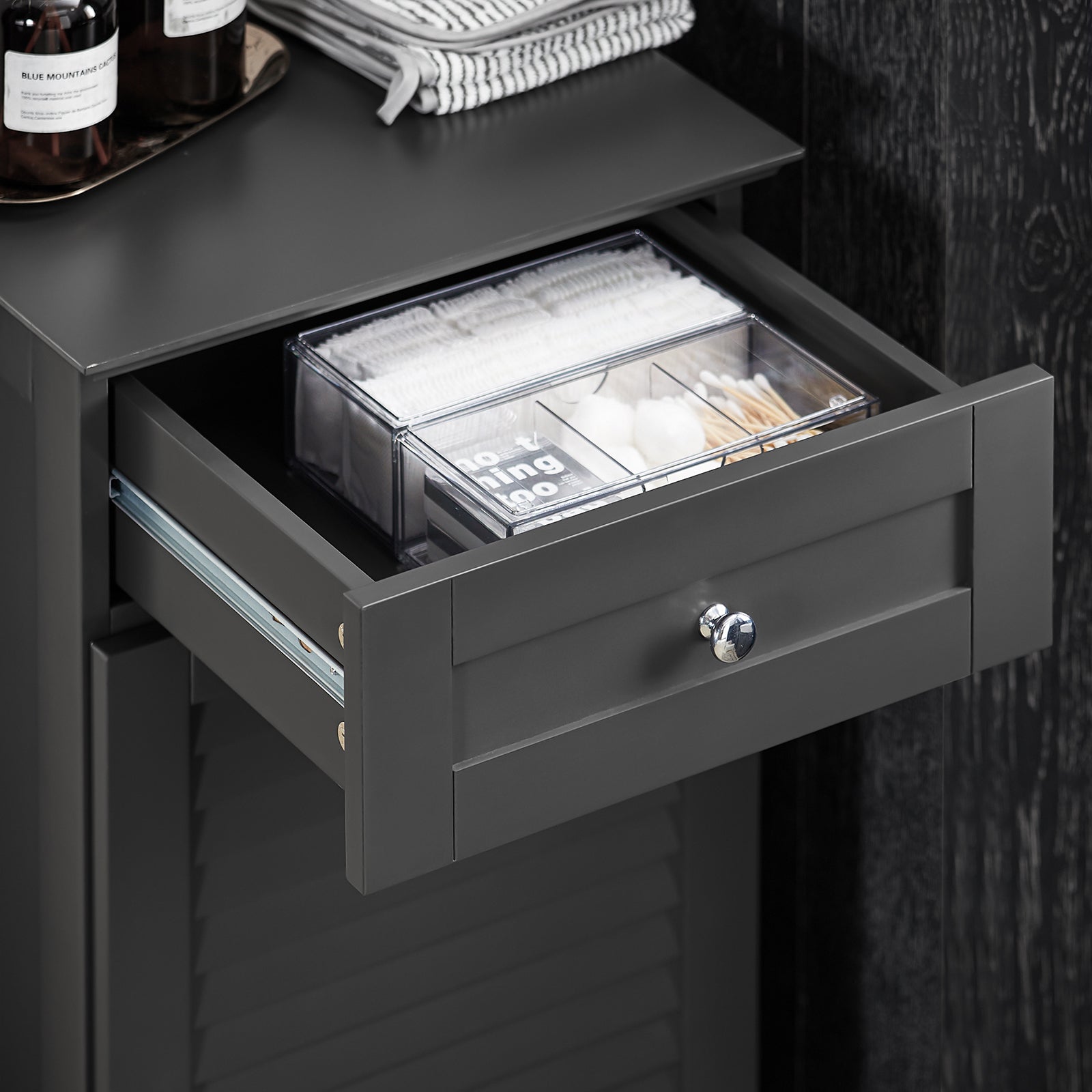 SoBuy BZR73-DG Bathroom Laundry Basket Laundry Cabinet Bathroom Storage Cabinet