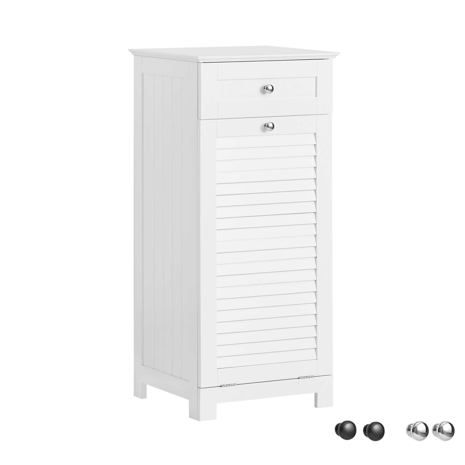 SoBuy BZR73-W,Bathroom Storage Cabinet Unit with Drawer&Laundry Basket,Laundry Cabinet White