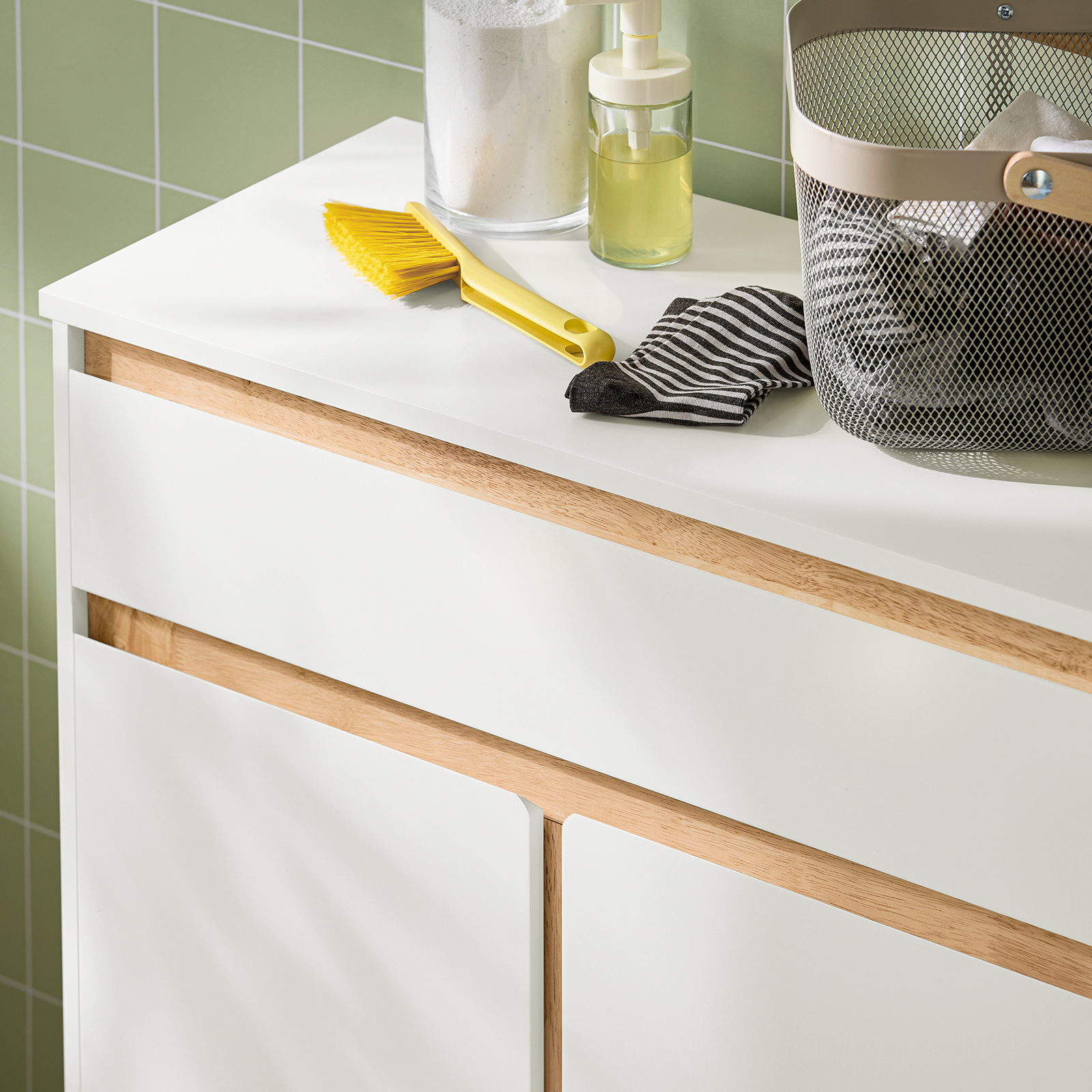 SoBuy Laundry Cabinet Laundry Chest Bathroom Cabinet Storage Cabinet BZR79-W