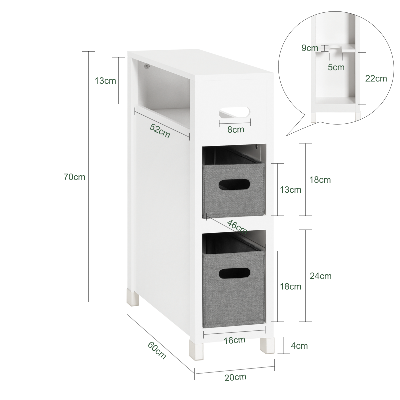 SoBuy BZR83-W Bathroom Cabinet Storage Cabinet Bathroom Toilet Paper Roll Holder