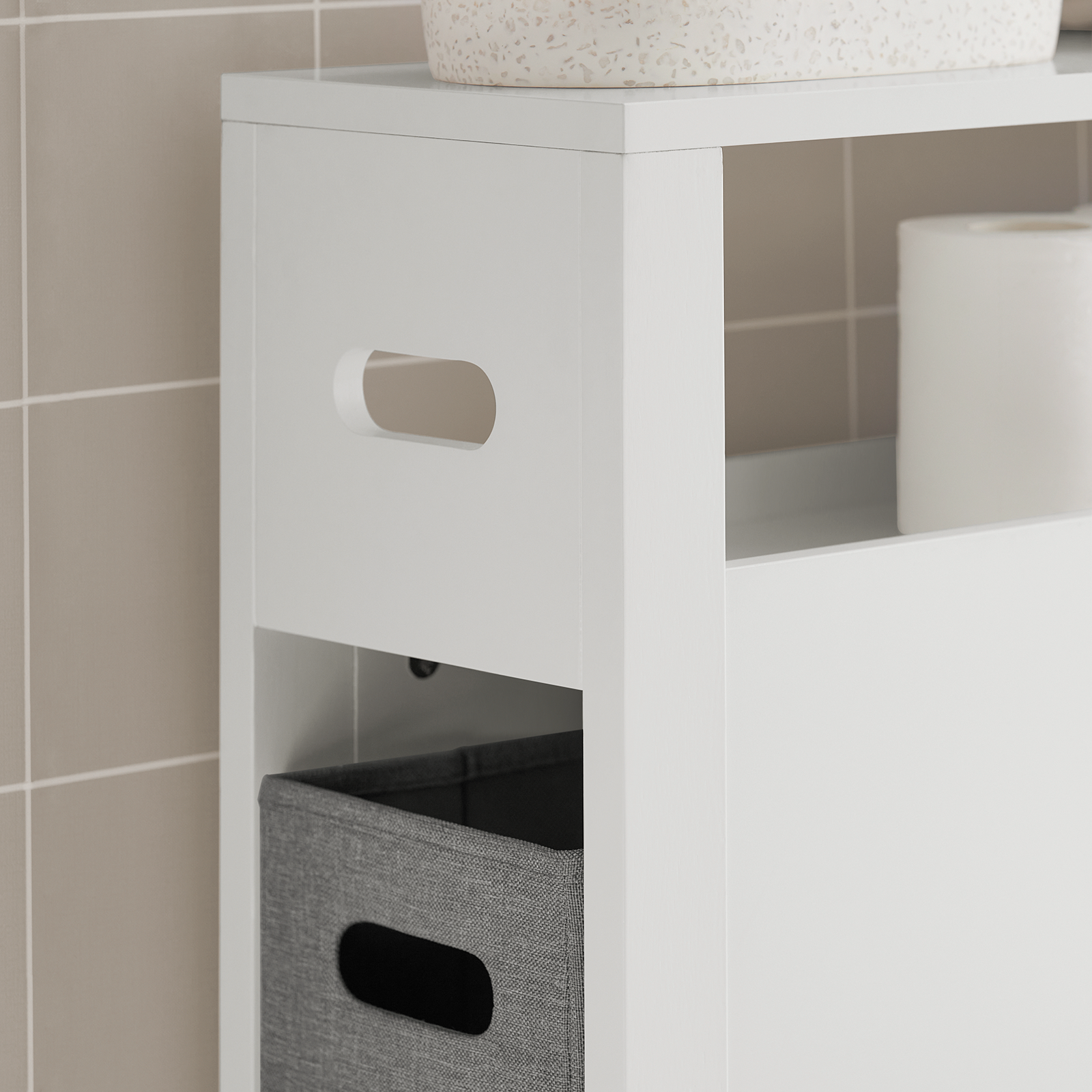 SoBuy BZR83-W Bathroom Cabinet Storage Cabinet Bathroom Toilet Paper Roll Holder