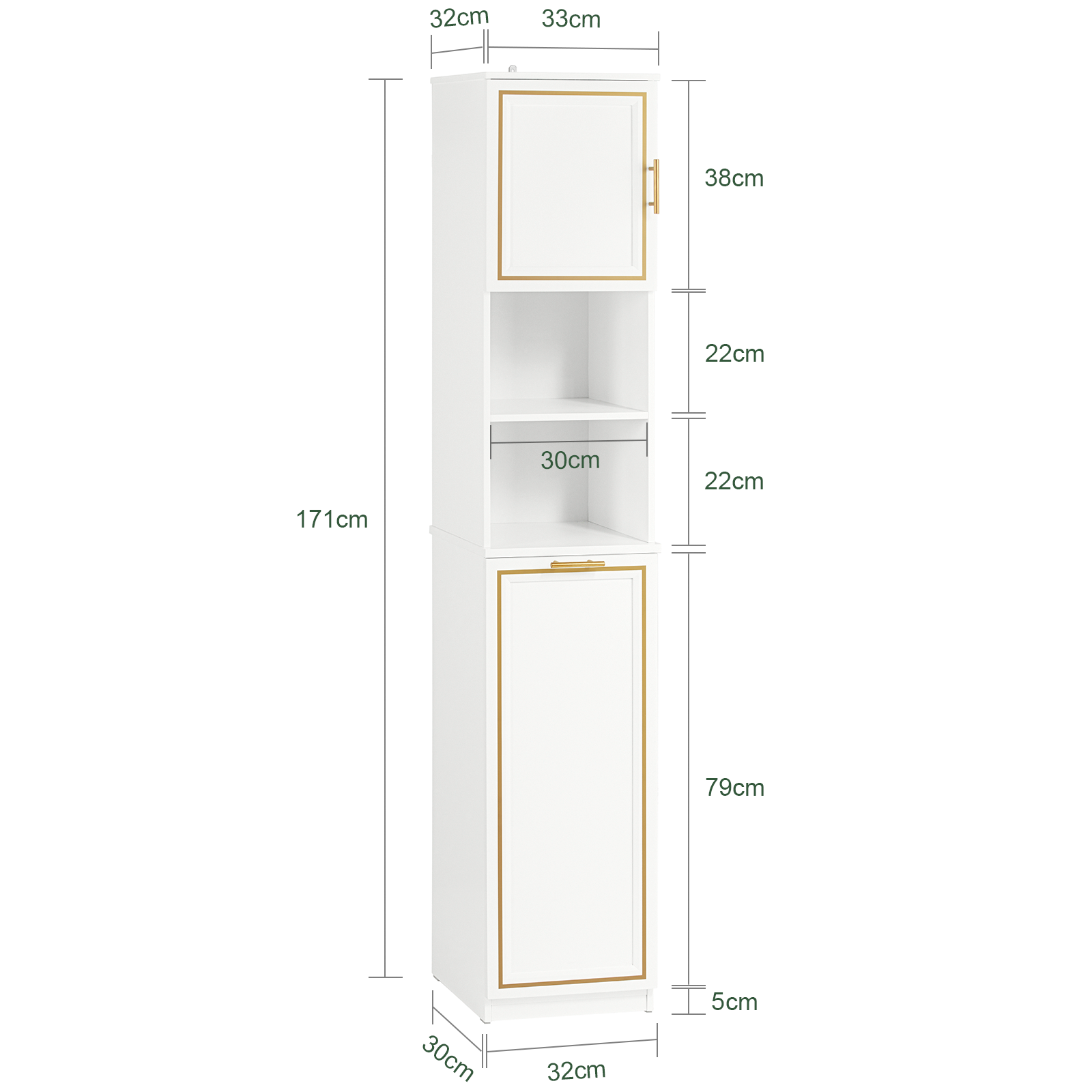 SoBuy Bathroom Tall Cabinet Cupboard Storage Cabinet with Laundry Basket BZR87-W