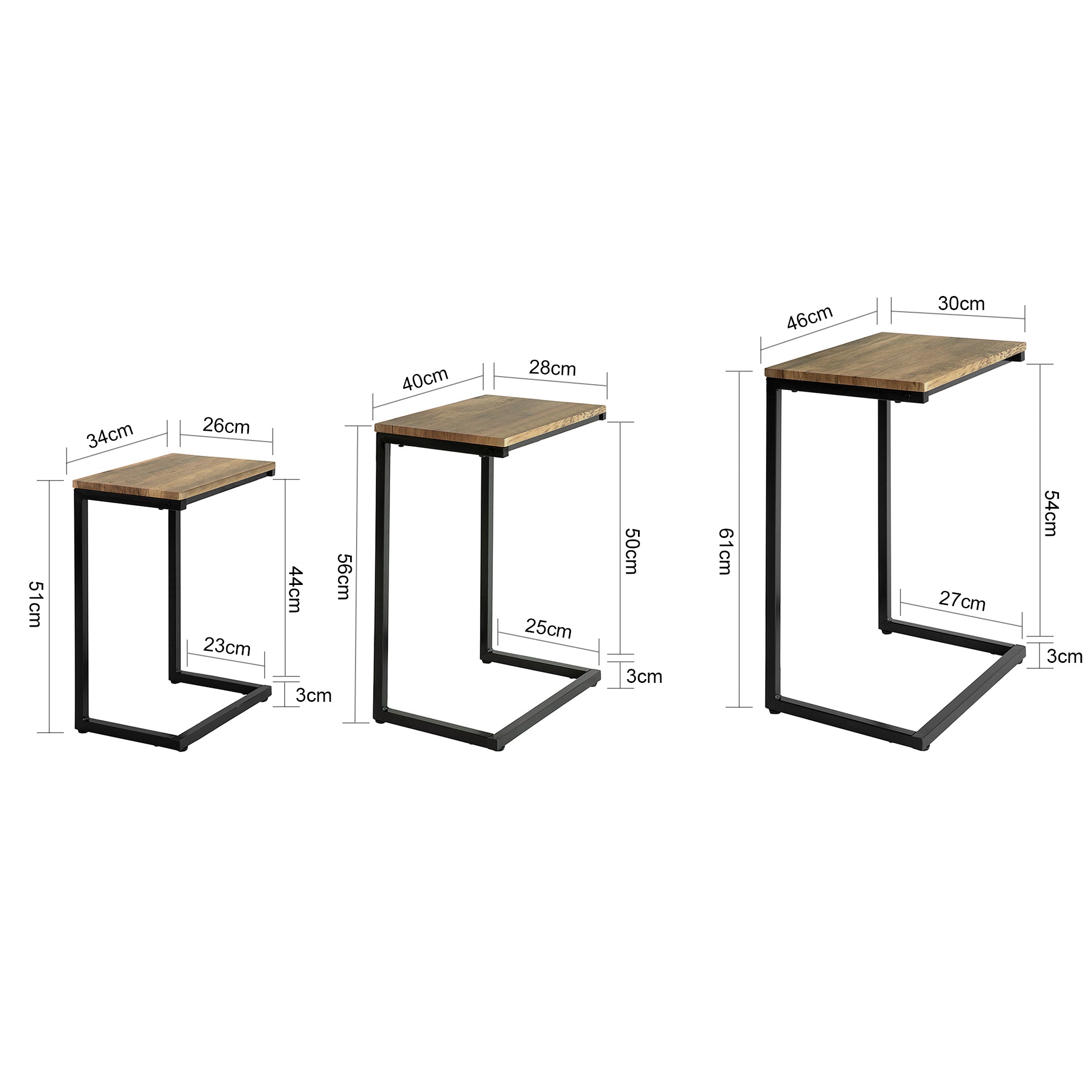 SoBuy FBT102-F Nesting Tables Set of 3 Coffee Tables Living Room Stacking Side Tables