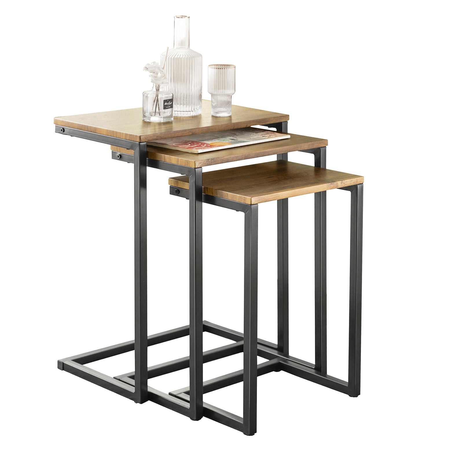 SoBuy FBT102-F Nesting Tables Set of 3 Coffee Tables Living Room Stacking Side Tables