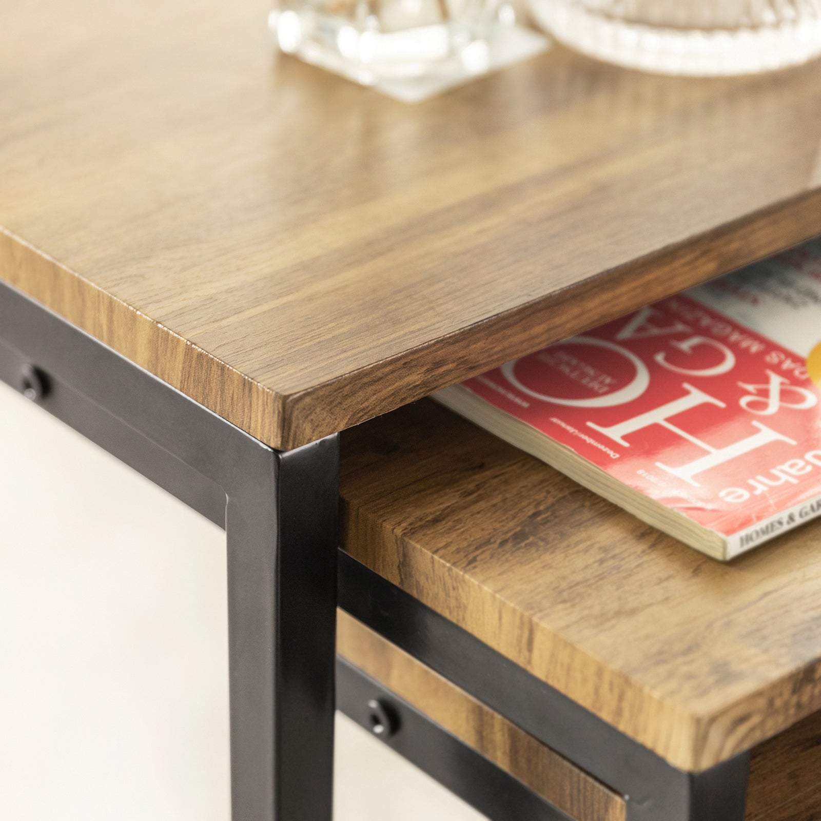 SoBuy FBT102-F Nesting Tables Set of 3 Coffee Tables Living Room Stacking Side Tables