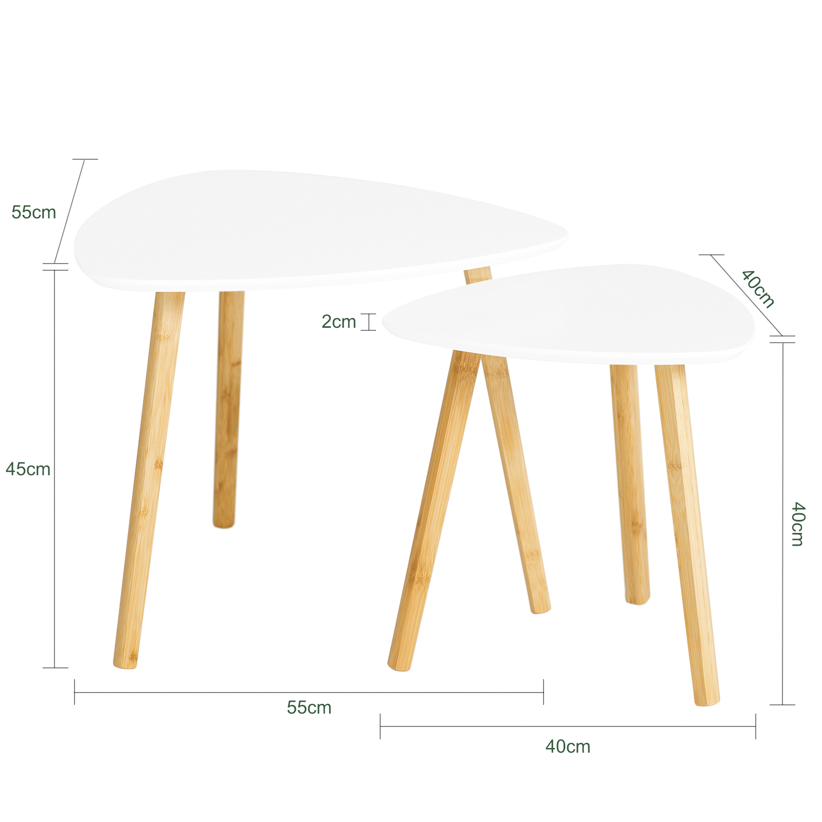 SoBuy Nesting Tables, Set of 2 Side Tables End Tables,Coffee Tables,FBT74-W