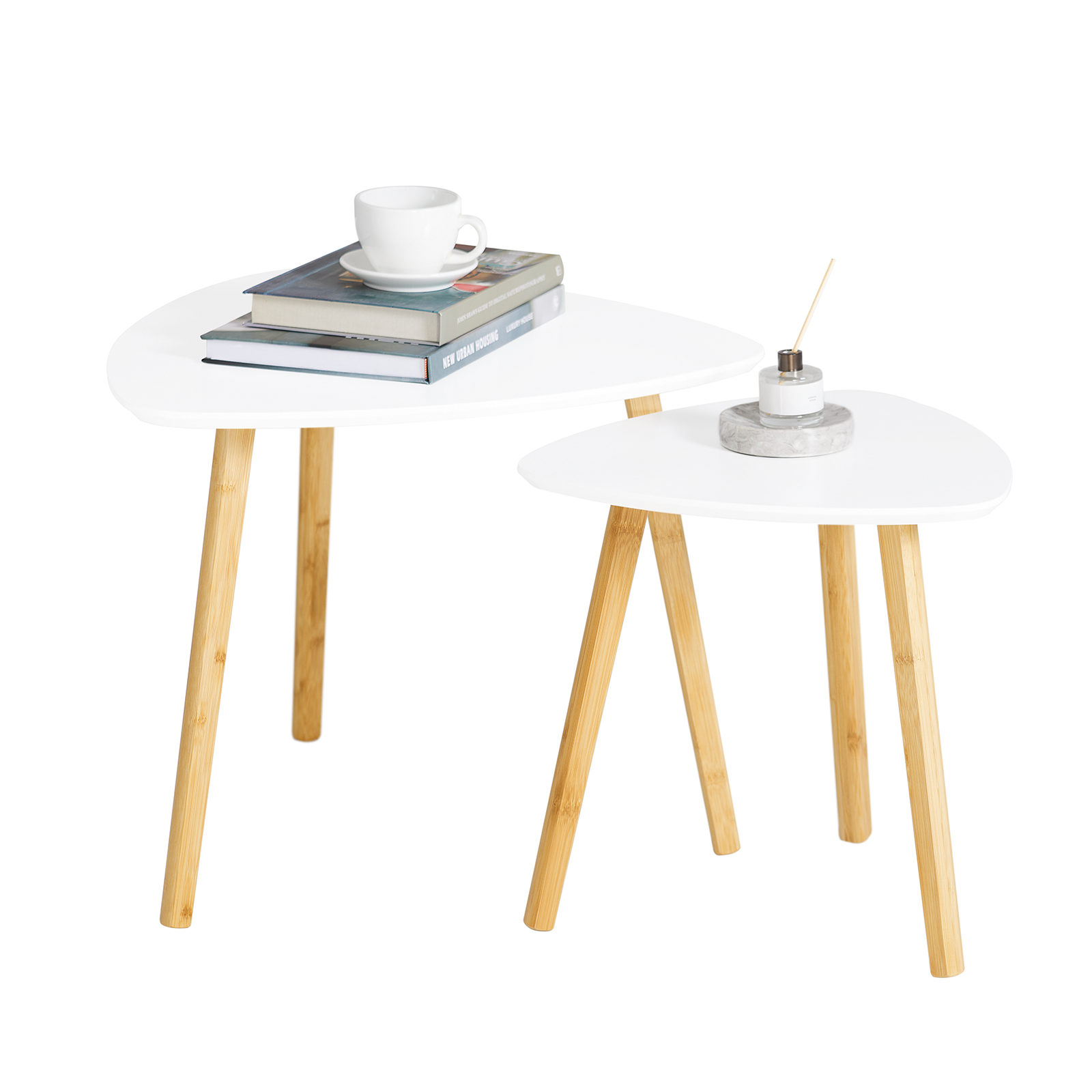 SoBuy Nesting Tables, Set of 2 Side Tables End Tables,Coffee Tables,FBT74-W