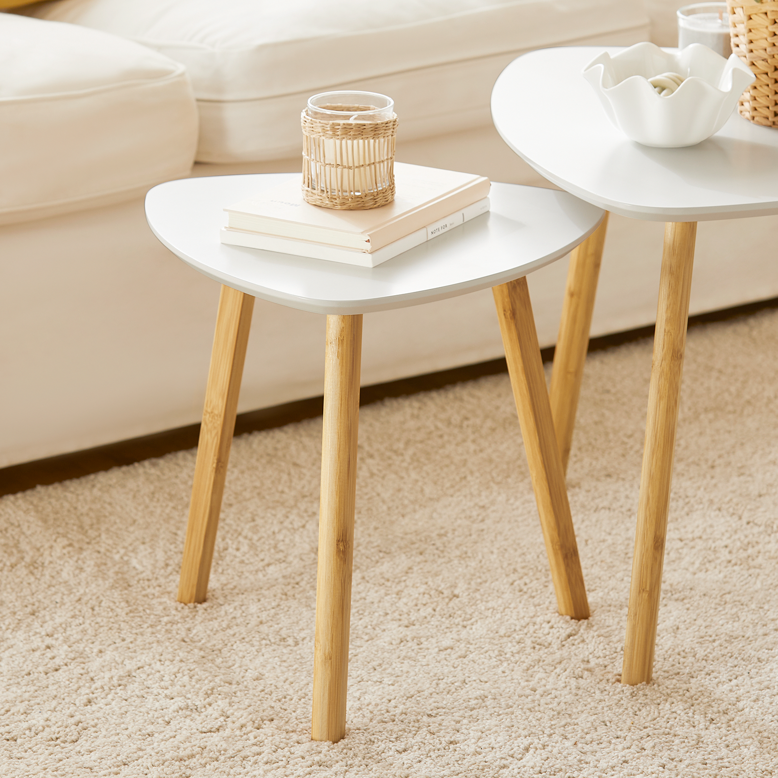 SoBuy Nesting Tables, Set of 2 Side Tables End Tables,Coffee Tables,FBT74-W