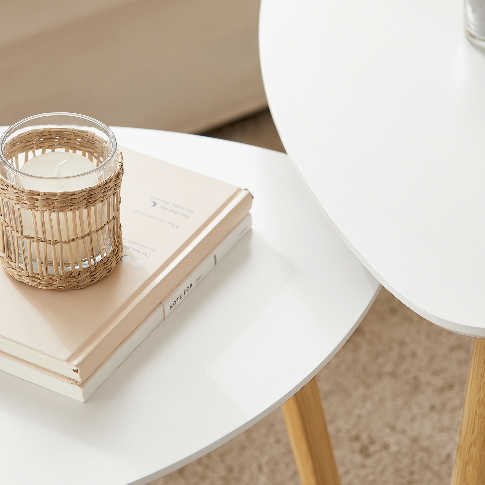 SoBuy Nesting Tables, Set of 2 Side Tables End Tables,Coffee Tables,FBT74-W