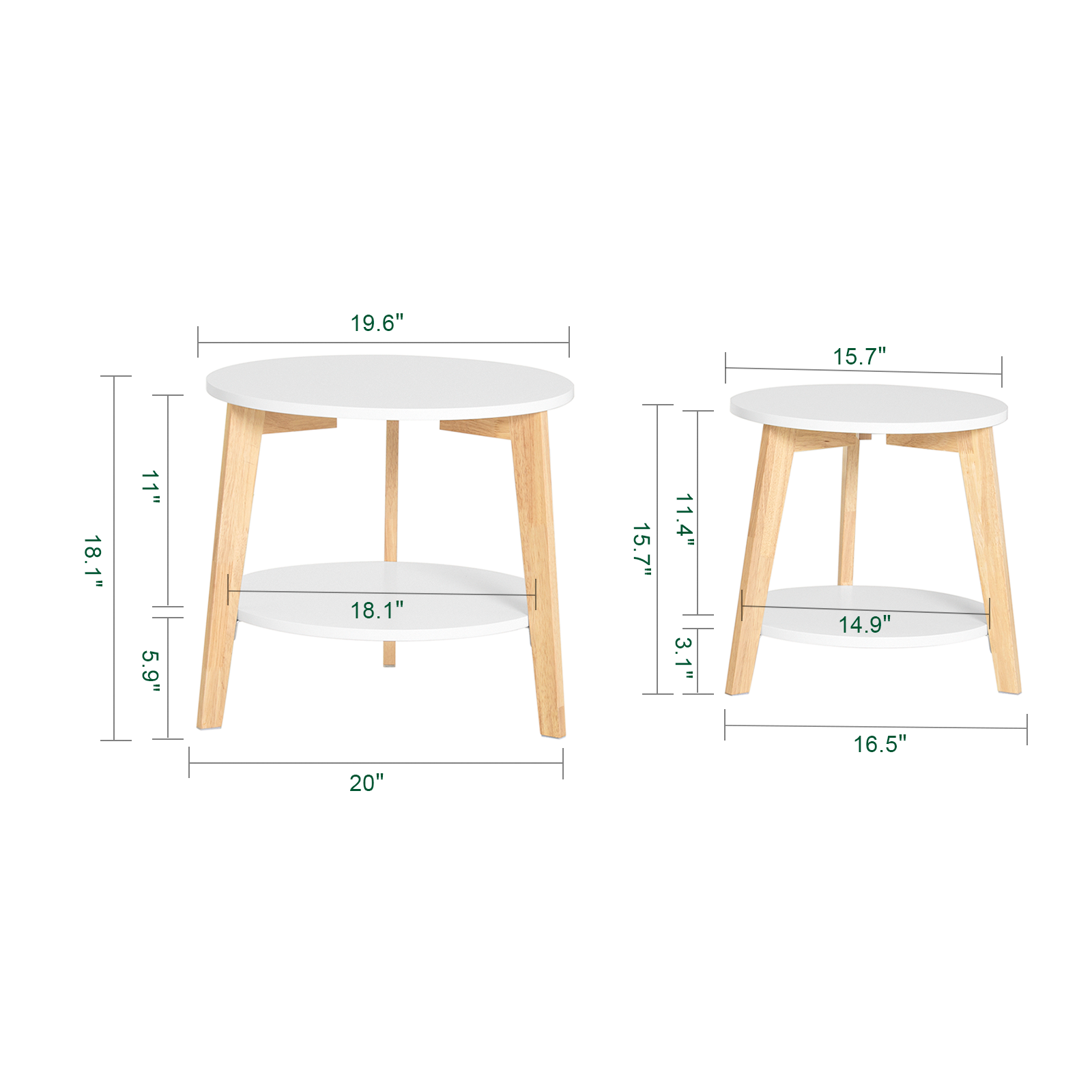 SoBuy Set of 2 Side Tables with Storage, Living Room Tables Nesting Tables FBT75-W