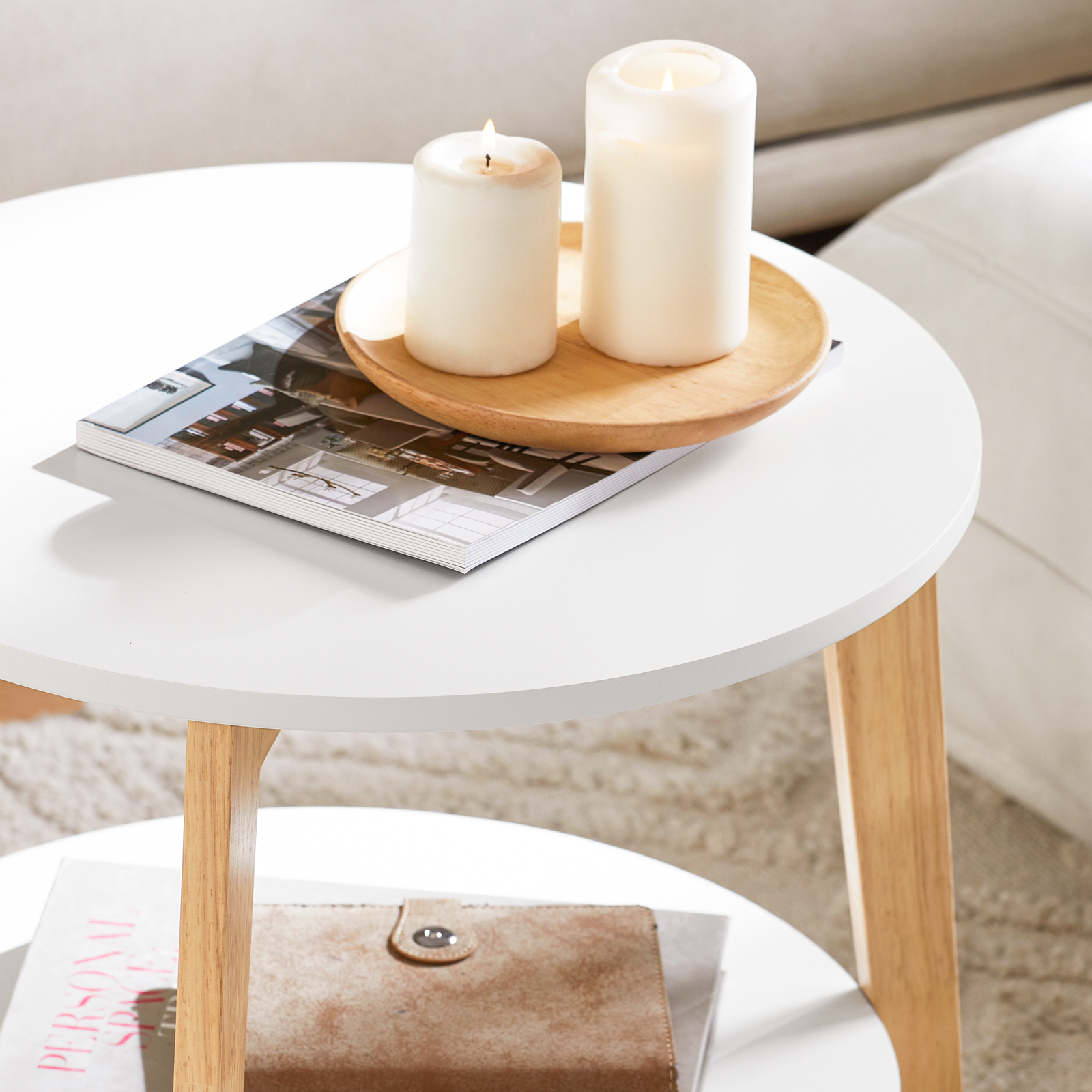 SoBuy Set of 2 Side Tables with Storage, Living Room Tables Nesting Tables FBT75-W