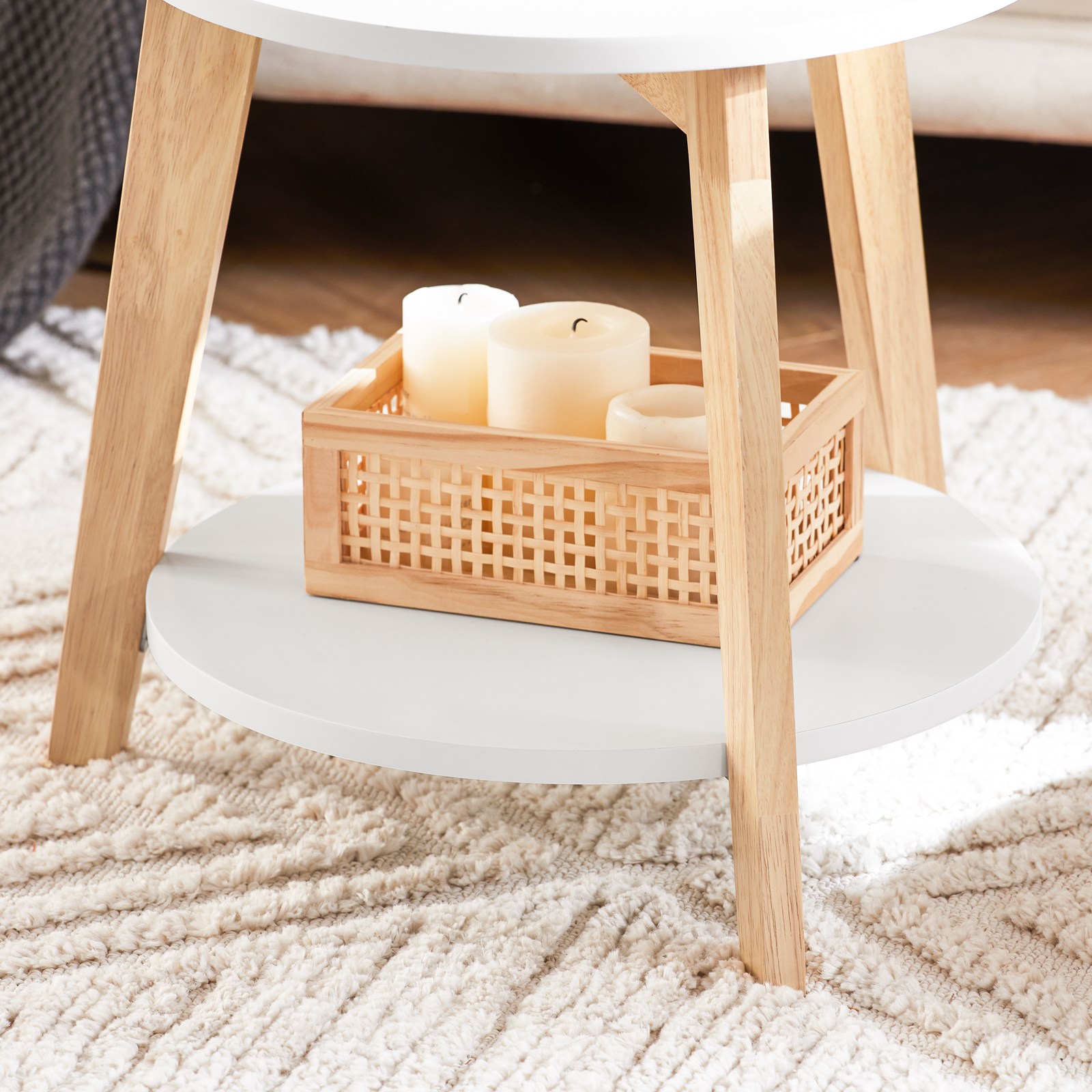 SoBuy Set of 2 Side Tables with Storage, Living Room Tables Nesting Tables FBT75-W