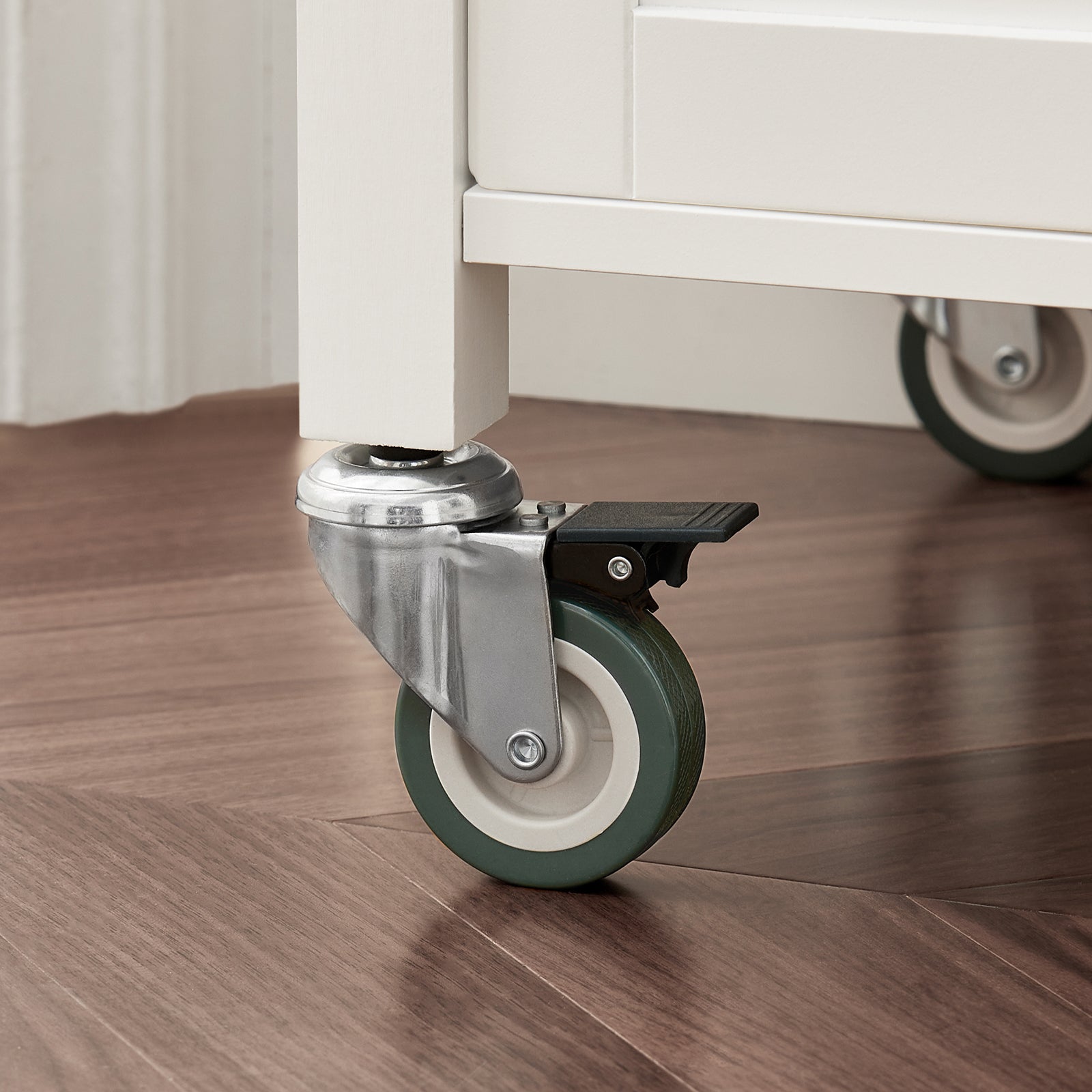 SoBuy Kitchen Trolley Cart Storage Trolley Serving Trolley Kitchen Cabinet with Rubber Wood Worktop FKW22-WN