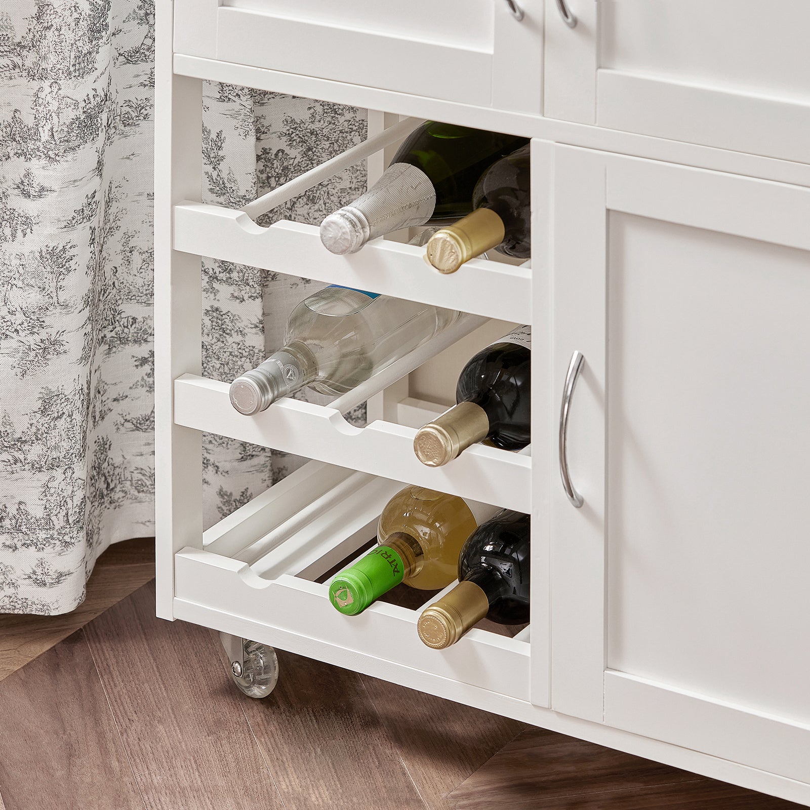 SoBuy FKW45-WN,Kitchen Storage Serving Trolley Cart with Rubber Wood Worktop,Kitchen Storage Cabinet