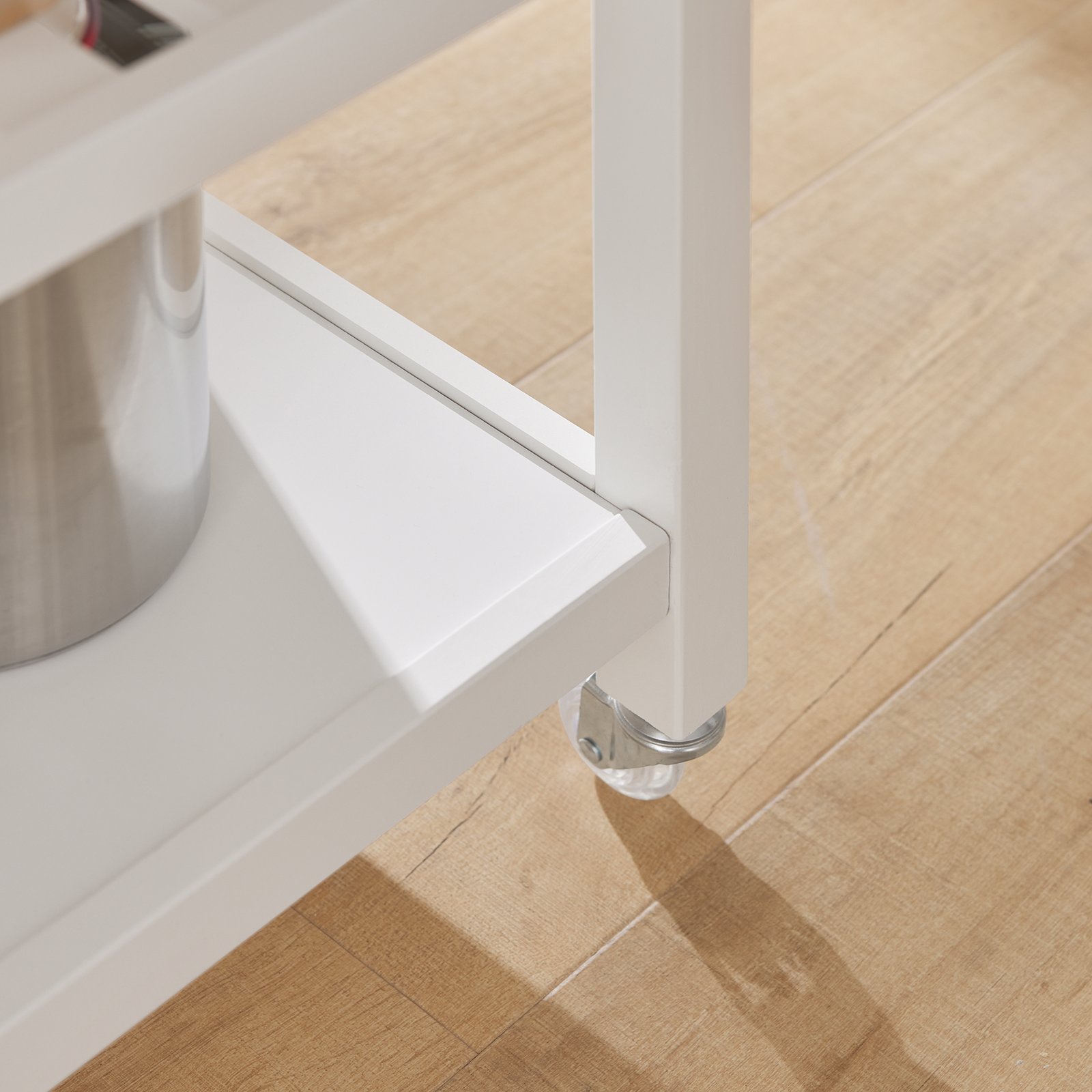 SoBuy FKW47-W, White Kitchen Storage Serving Trolley Cart with Stainless Steel Worktop, W100 x D45 x H92cm