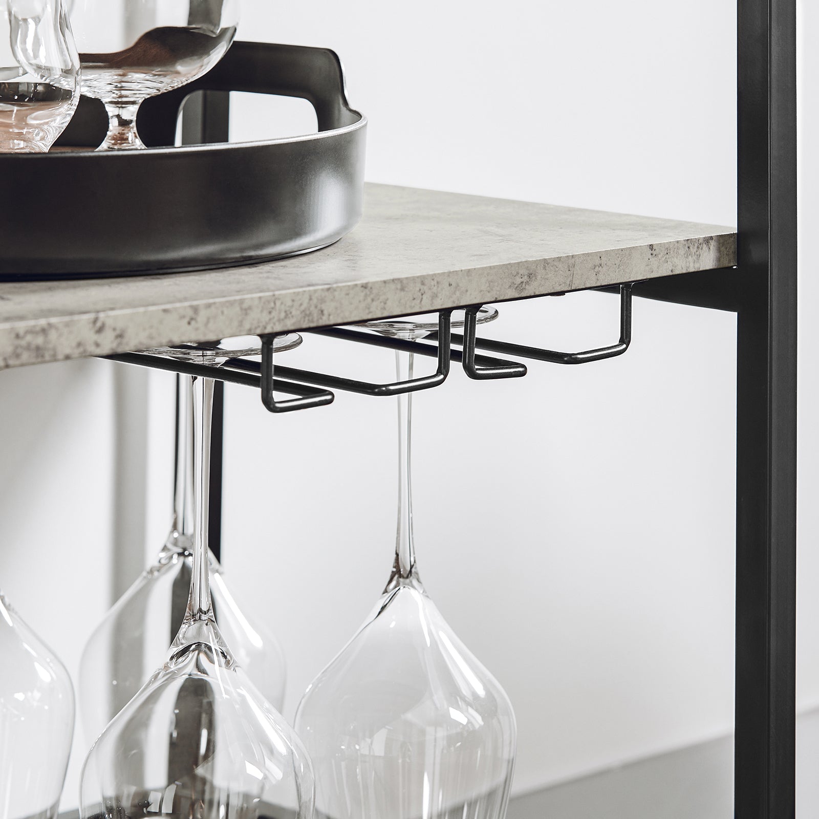SoBuy Modern Design 3 Tiers Kitchen Trolley Serving Trolley with Wine Rack Metal & MDF,FKW56-HG