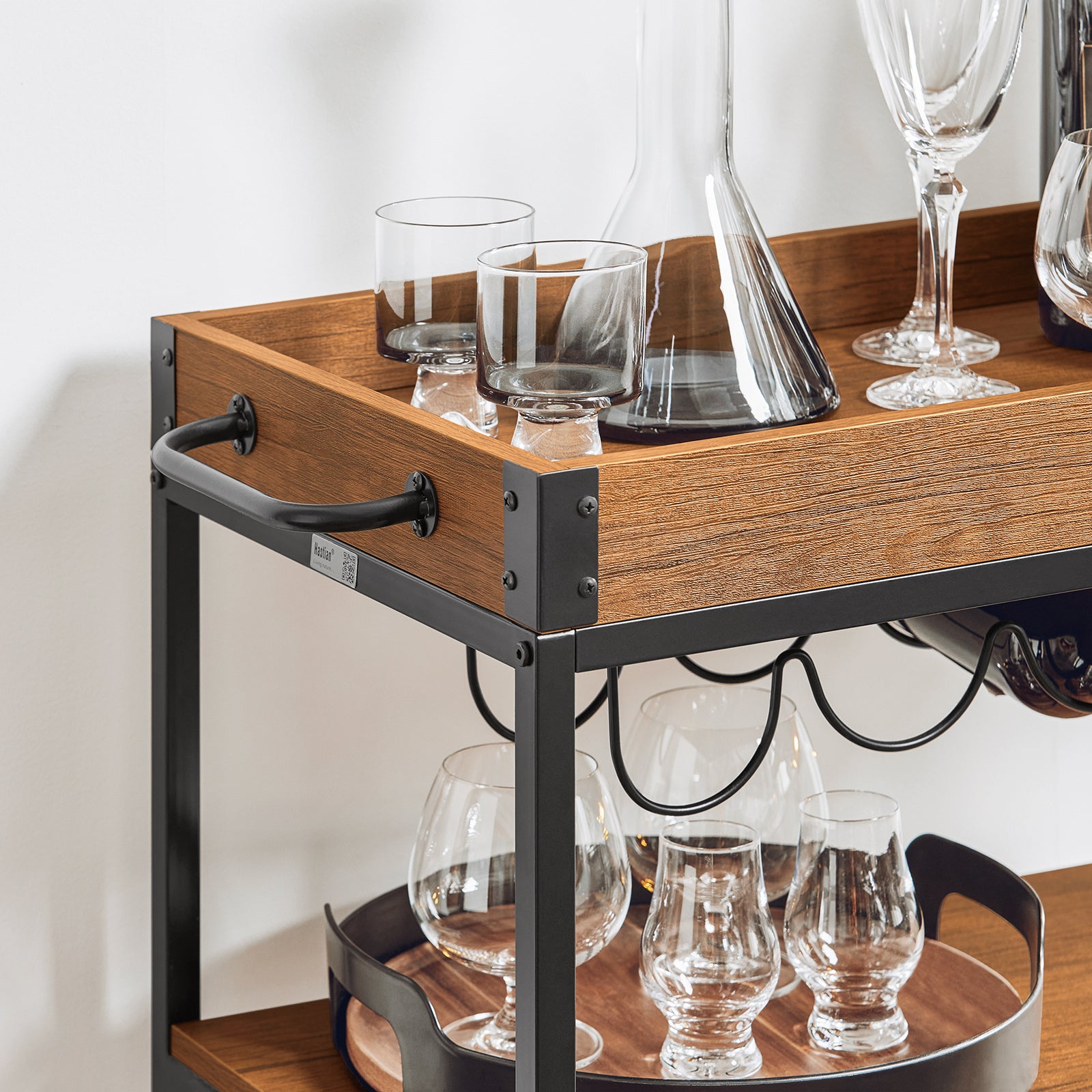 SoBuy Industrial Vintage Wood Metal 3 Tiers Kitchen Serving Trolley FKW56-N