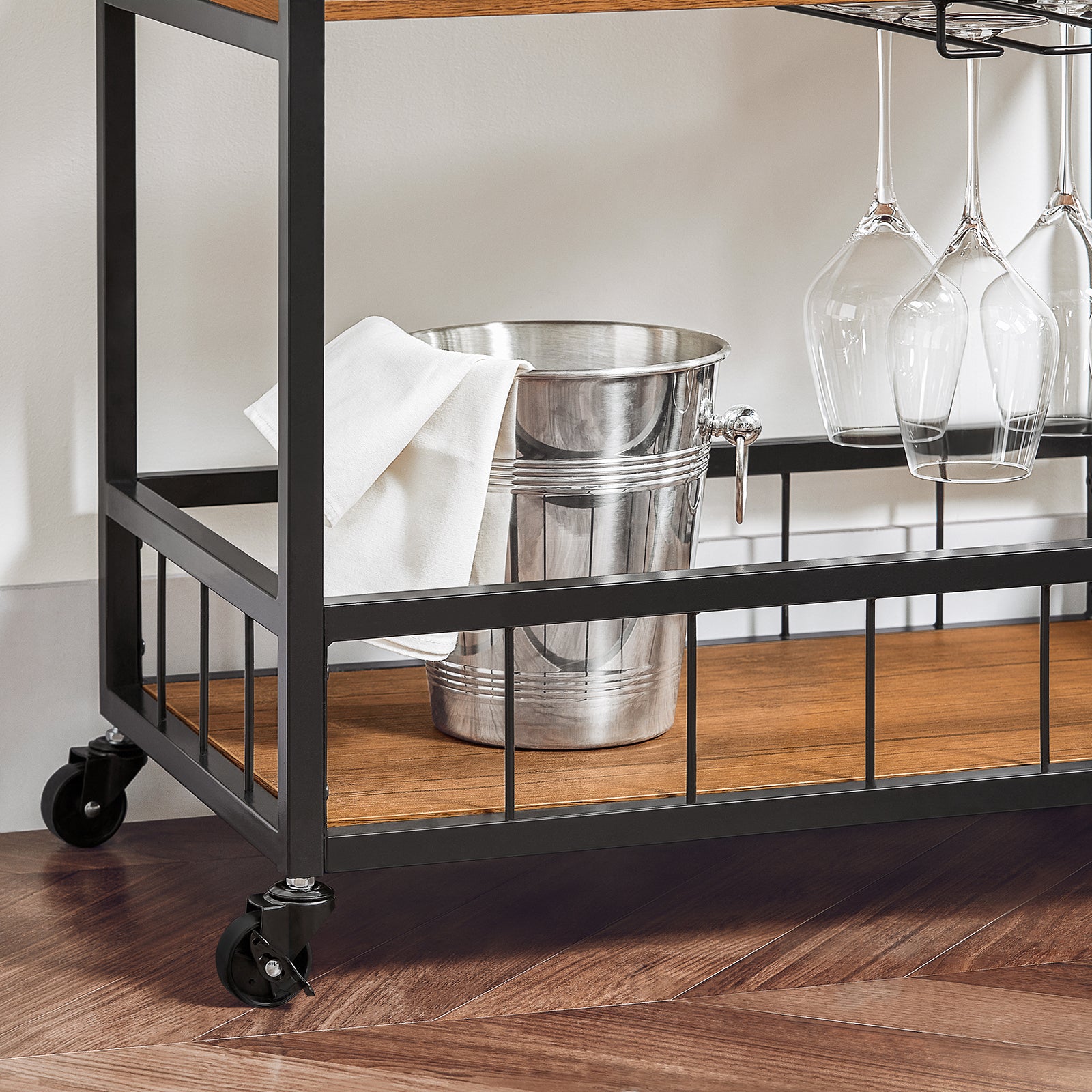 SoBuy Industrial Vintage Wood Metal 3 Tiers Kitchen Serving Trolley FKW56-N