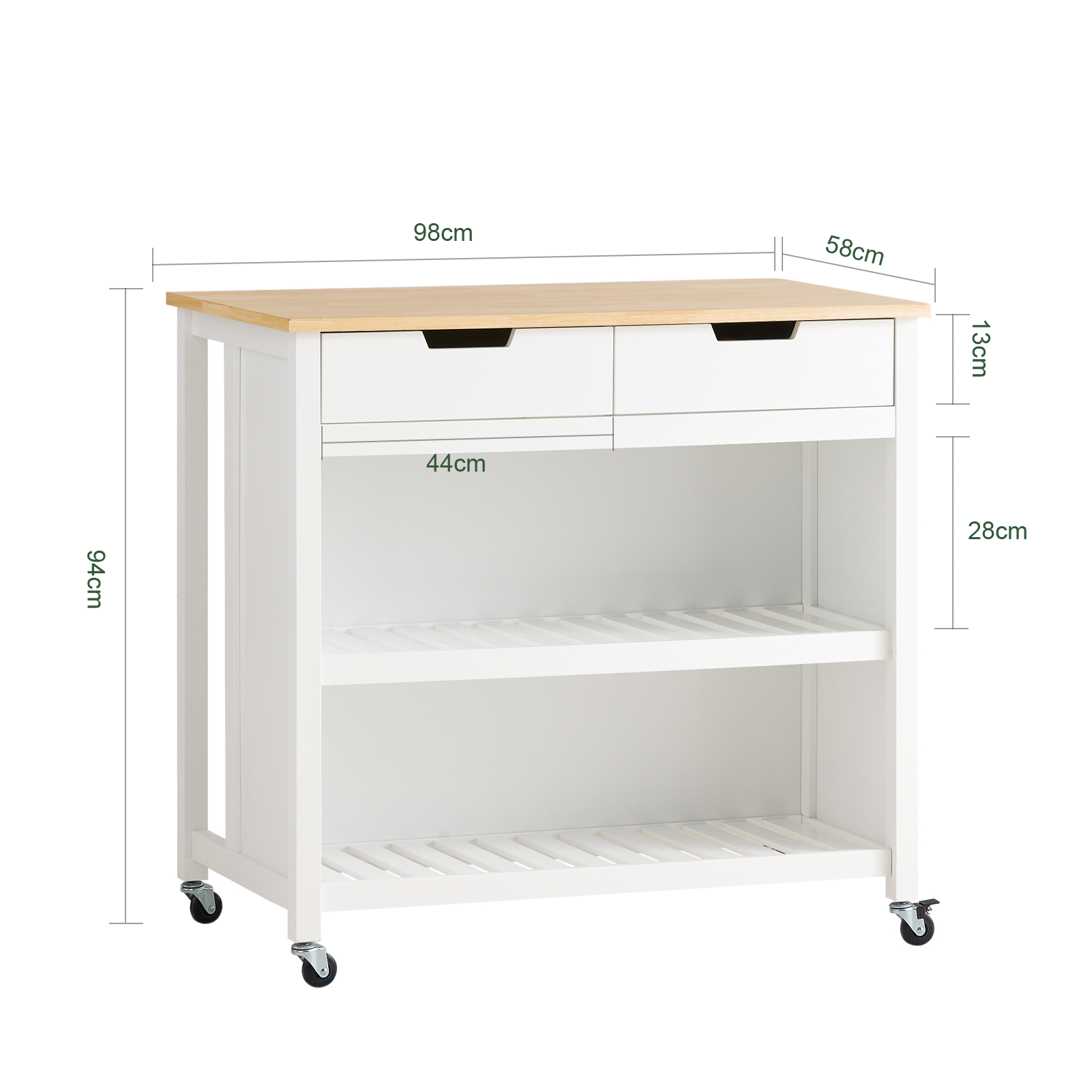 SoBuy Kitchen Storage Serving Trolley Kitchen Cabinet FKW74-WN