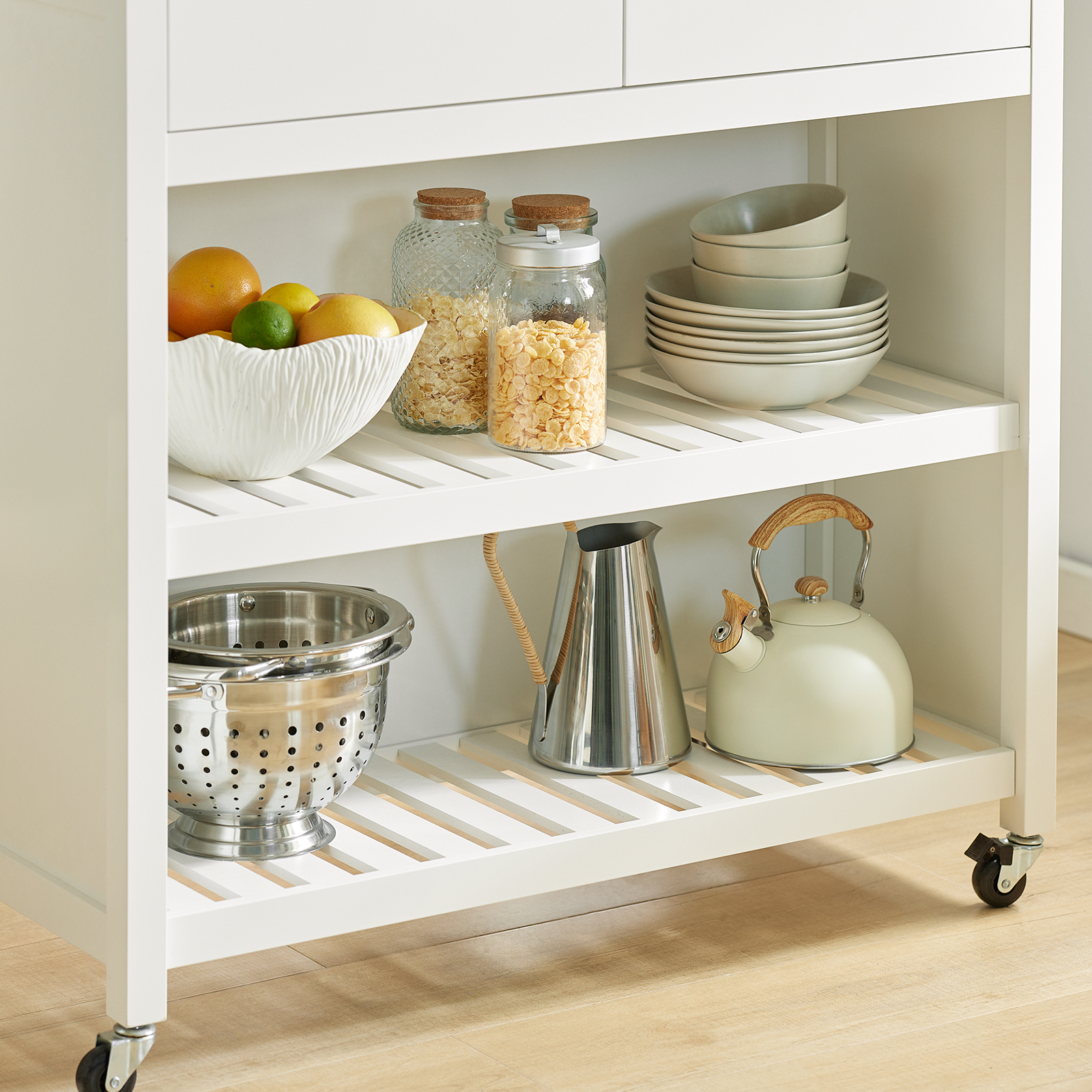 SoBuy Kitchen Storage Serving Trolley Kitchen Cabinet FKW74-WN