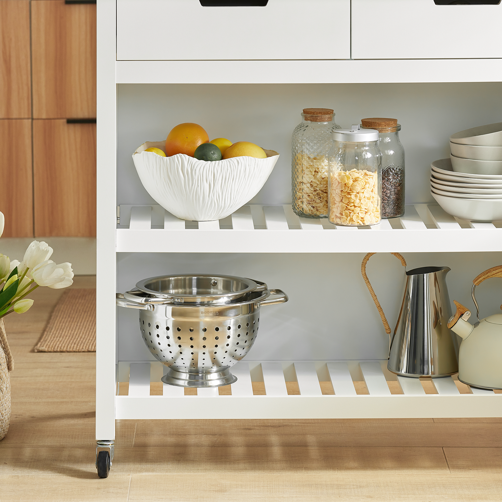 SoBuy Kitchen Storage Serving Trolley Kitchen Cabinet FKW74-WN