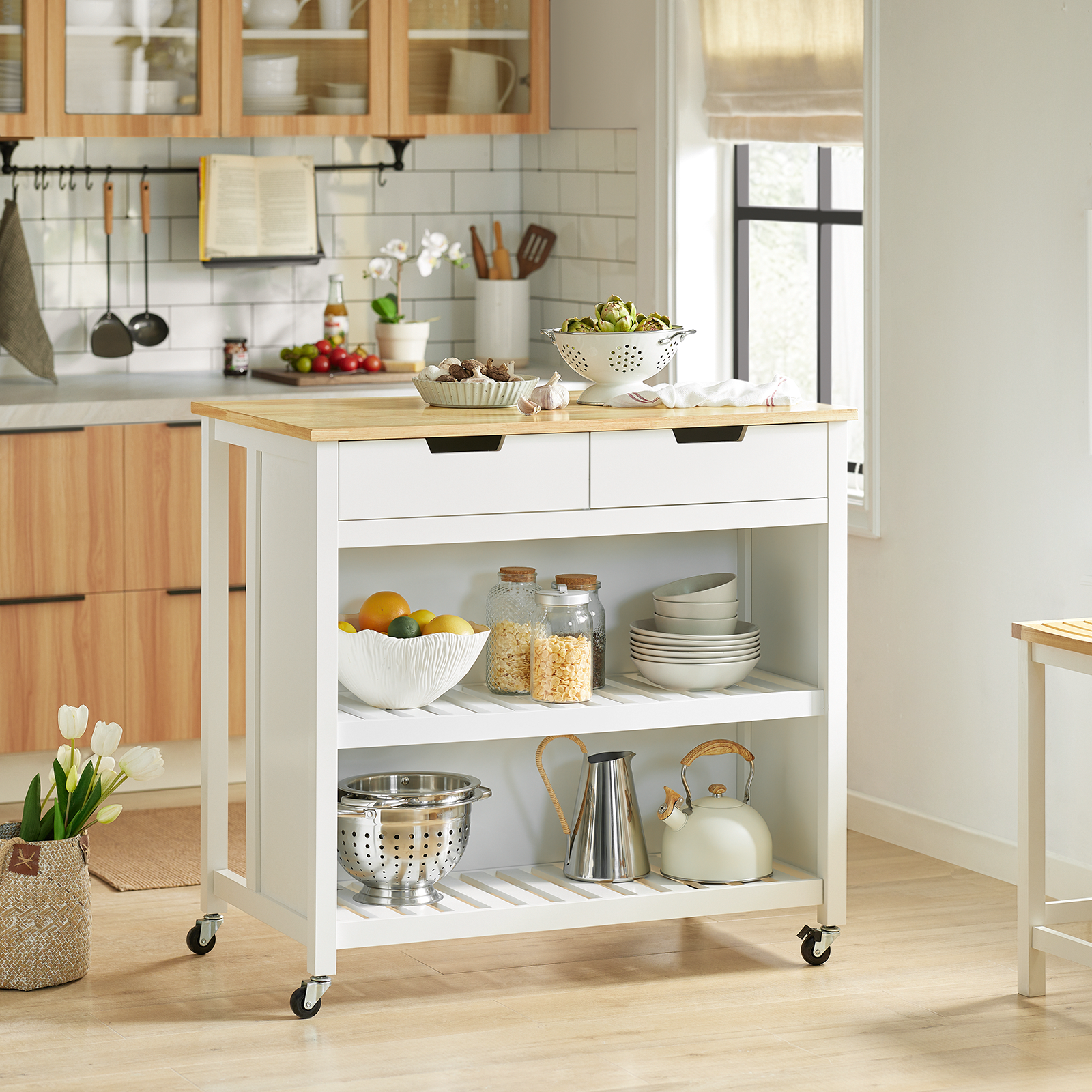 SoBuy Kitchen Storage Serving Trolley Kitchen Cabinet FKW74-WN